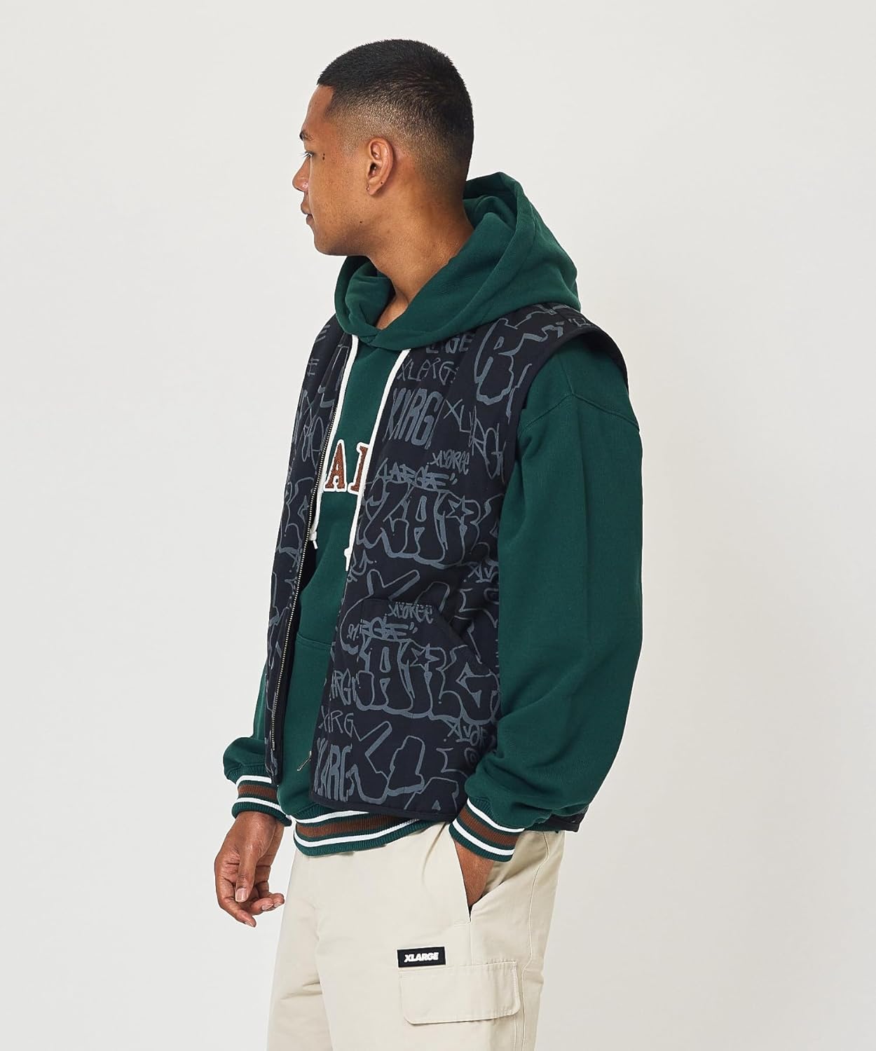 OMBRE PLAID REVERSIBLE VEST XLARGE X-LARGE◇OMBRE PLAID REVERSIBLE