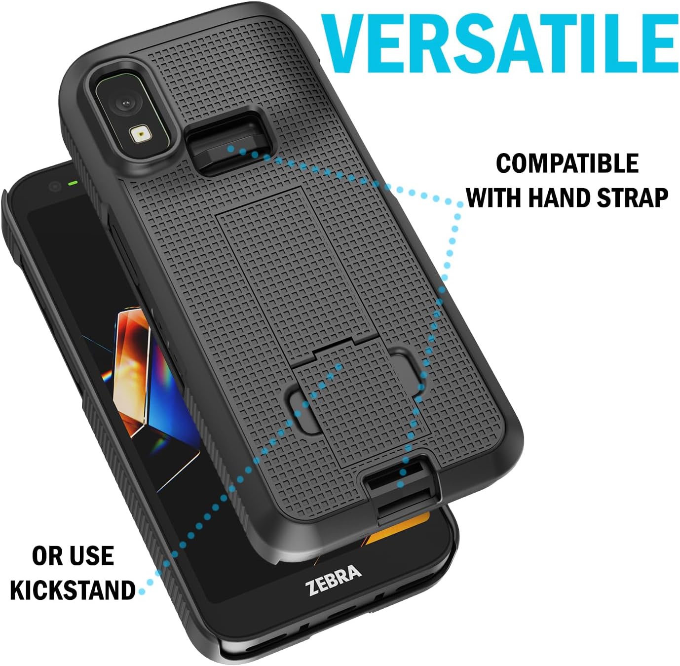 Nakedcellphone Case and Hand Strap Combo for Zebra TC501 Phone - Black image 4
