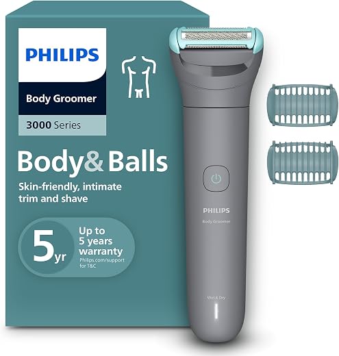 🔥 Philips Body Shaver series 3000 – Male epilator with protection system, Trims and depiles intimate areas, Soft and close shaving, 100% waterproof, 80 min. of autonomy, BG3480/15.