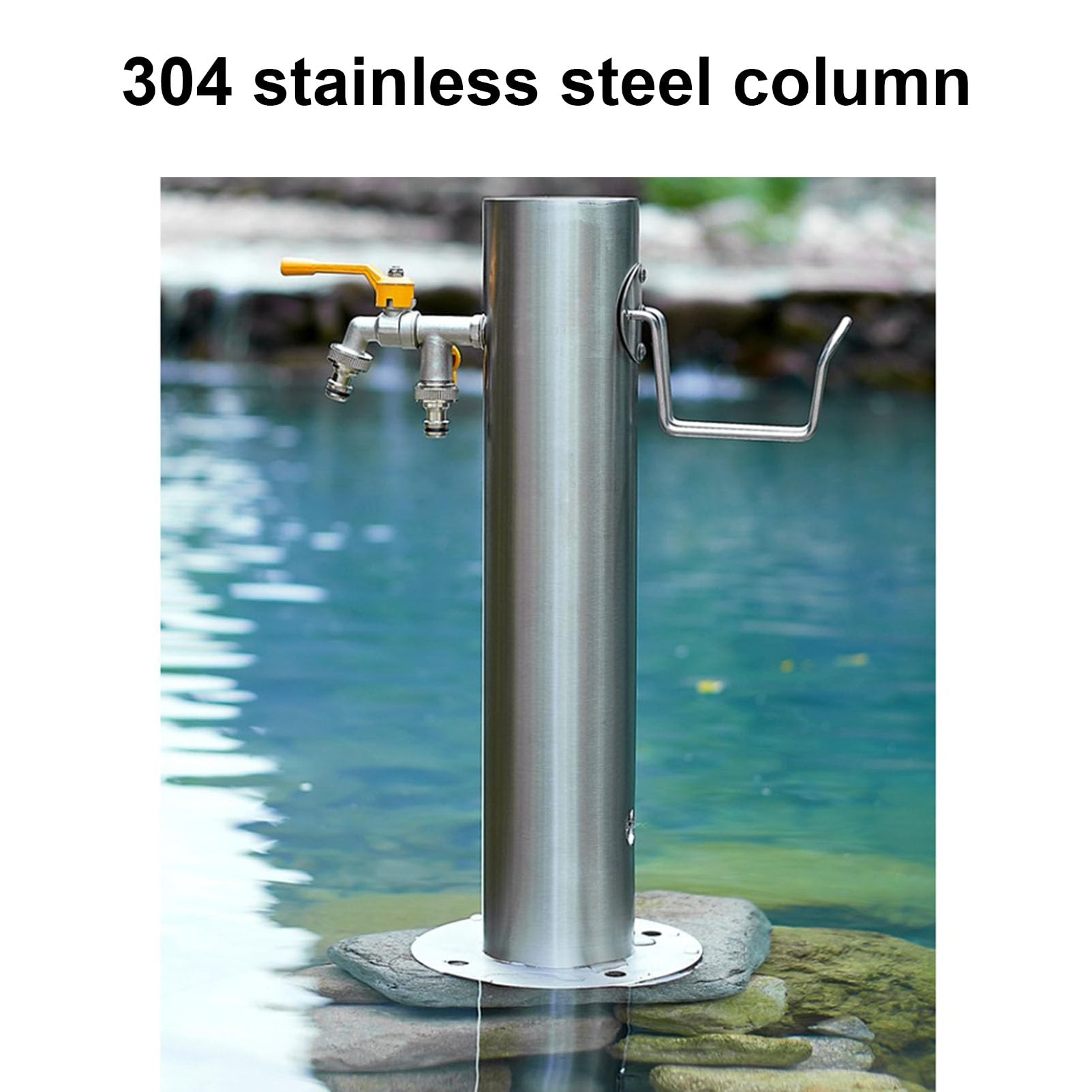 Columna de Agua Independiente para jardín con Soporte para Manguera Exterior,Grifo de Agua montado en el Suelo de Acero Inoxidable 304 anticongelante,Poste del Grifo del Patio,Fuente de Agua Hidrant