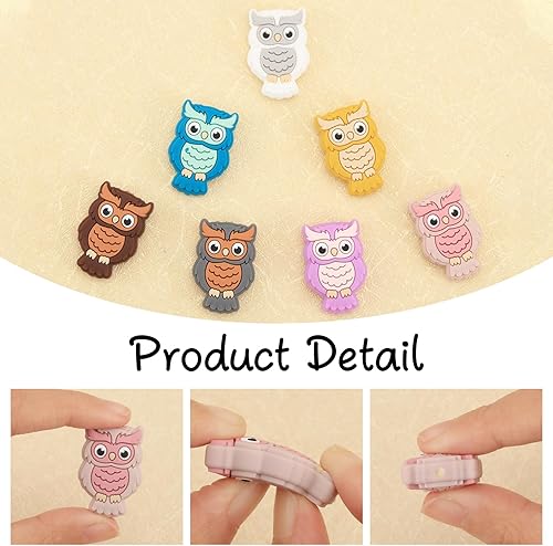 Miniatura 5 de CHGCRAFT 14 cuentas de silicona de búho nocturno de 7 colores, cuentas espaciadoras sueltas de silicona para manualidades, collares, pulseras,