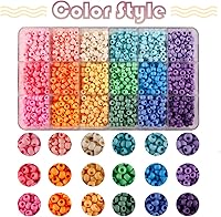 Vista 3 de Juego de 2600 cuentas de poni, juego de cuentas Kandi arcoíris de 18 colores, kit de fabricación de joyas de plástico mate multicolor