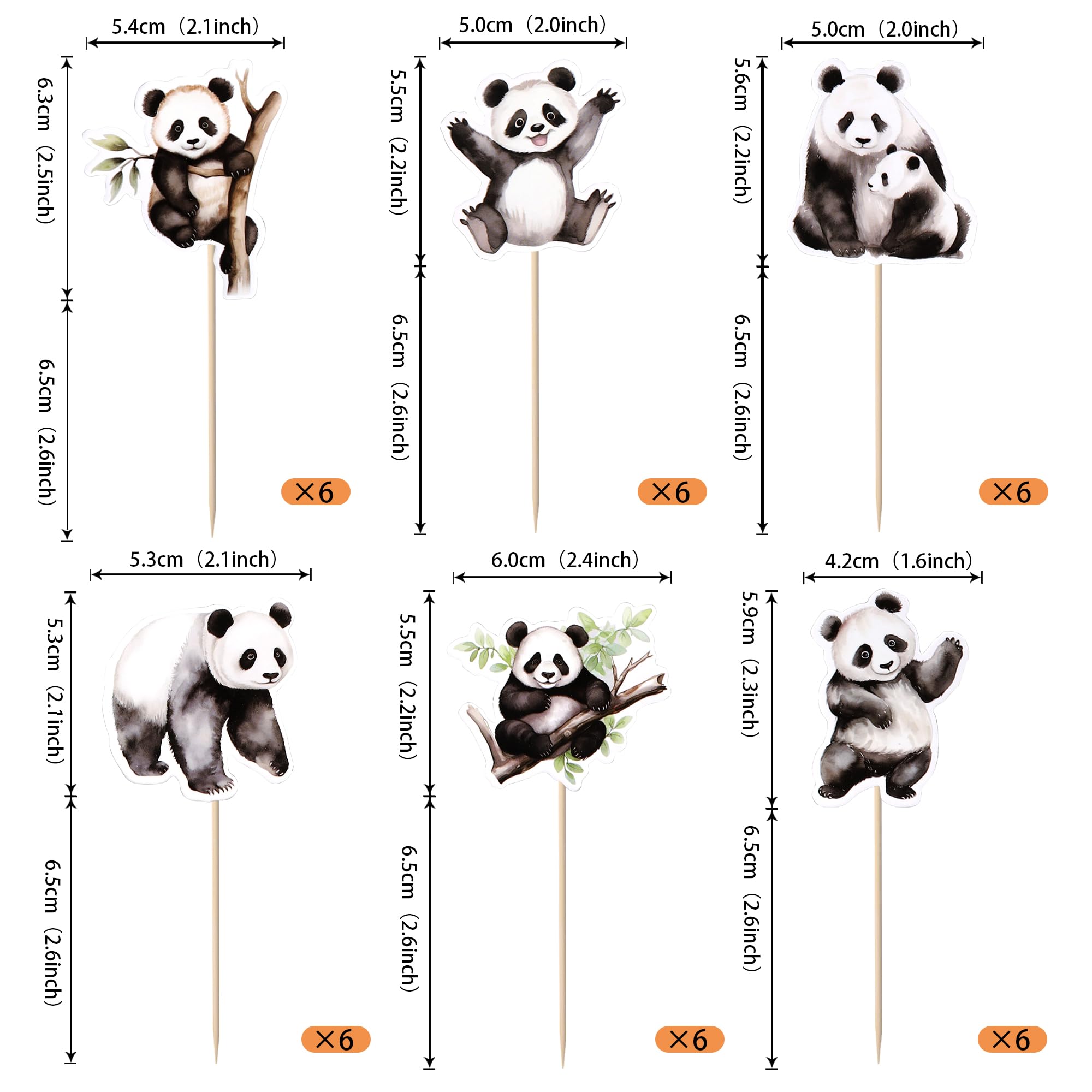 SYKYCTCY 36 Pack Panda Cupcake Toppers Glitter Bamboo Cupcake Picks Cute Animal Bear Cake Decorations Baby Shower Kids Birthday Panda Theme Party Supplies - Image 2