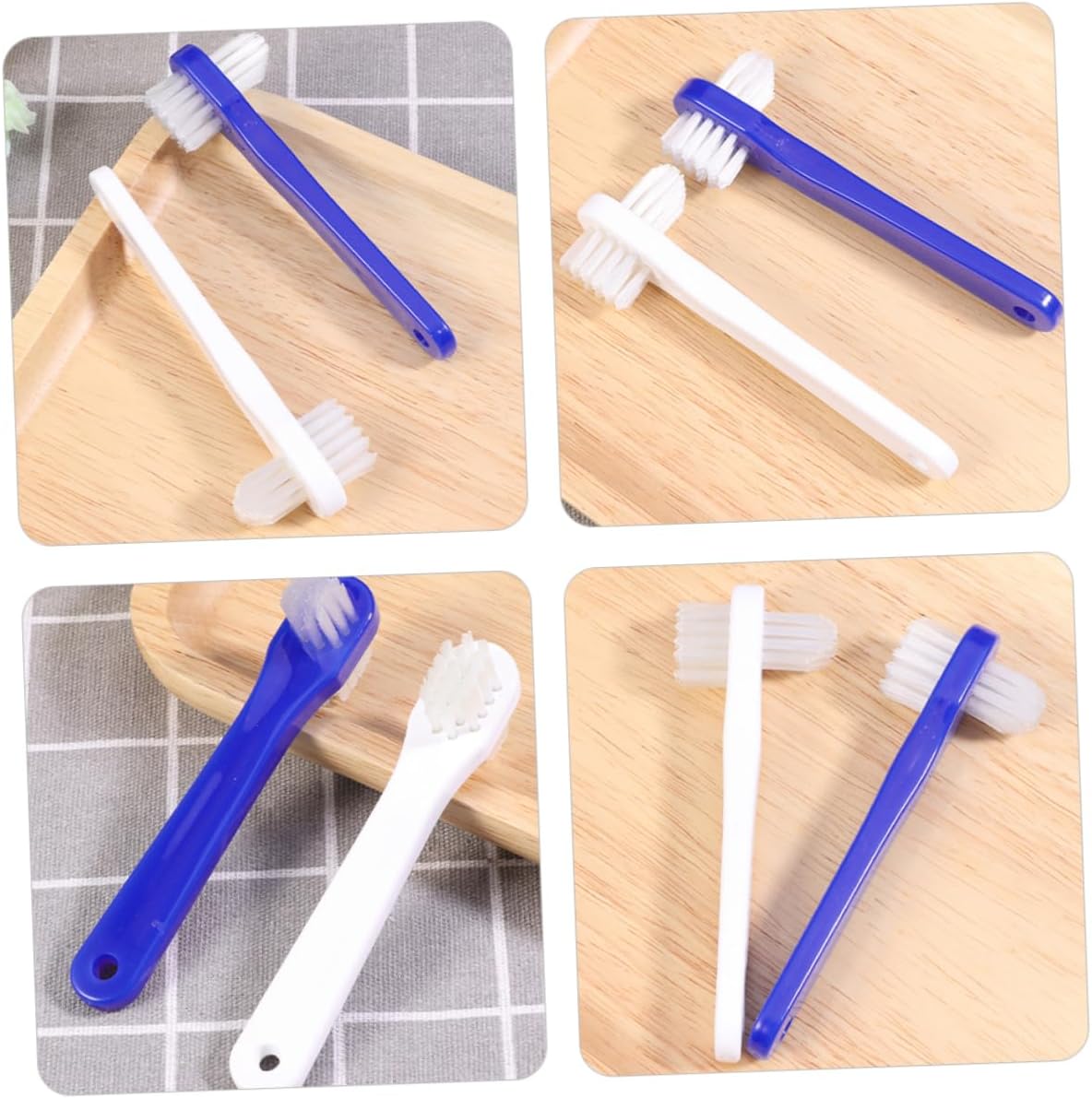 4 pcs Portable Denture Cleaning Brush Double Heads Toothbrushes Small Lightweight Plastic for Denture Care and Travel Use