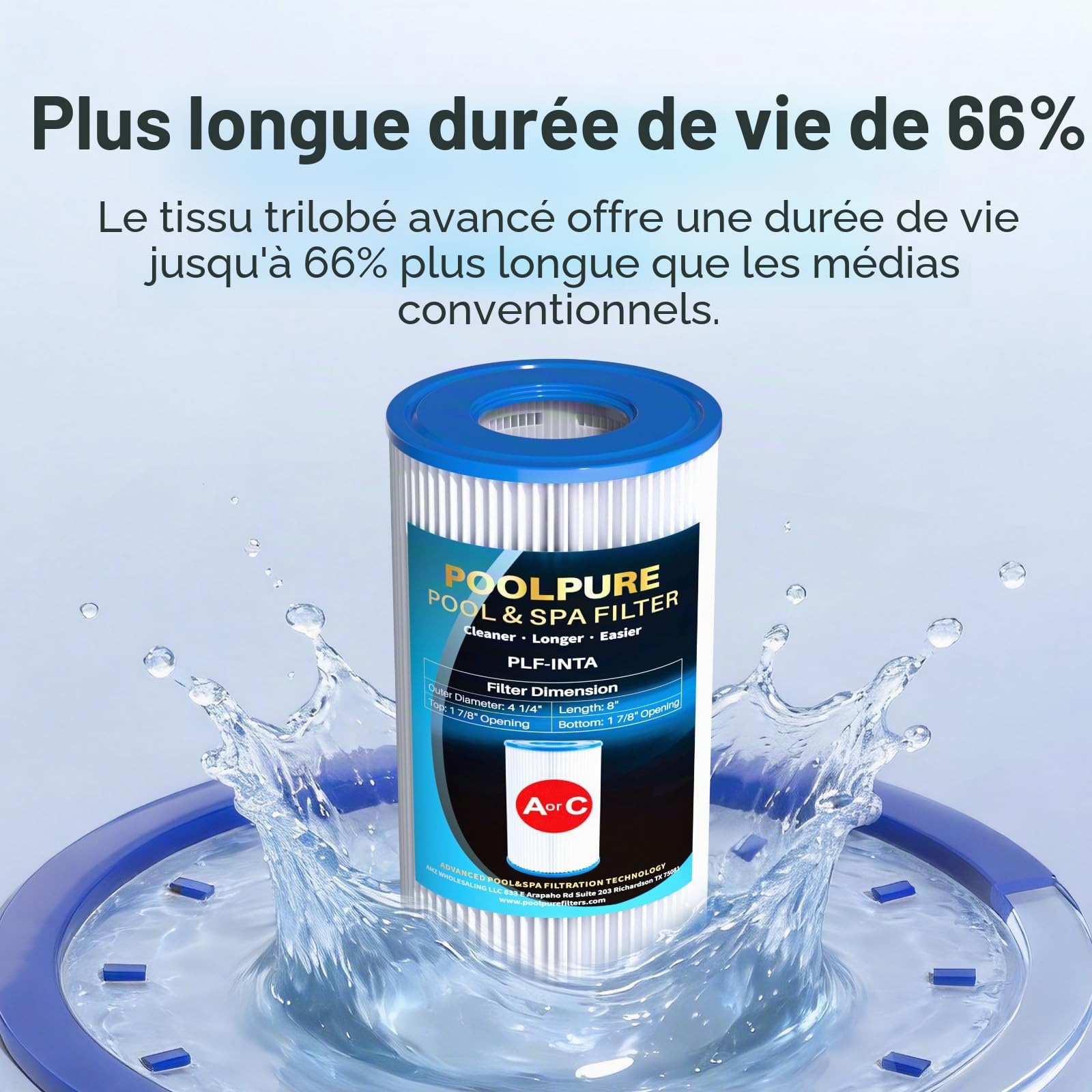 POOLPURE Filtre de Rechange pour Type A ou C, Compatible avec Intex 29000E/59900E, filtres de Piscine, évasions d'été ou Vagues d'été pour piscines Hors Sol, Lot de 6