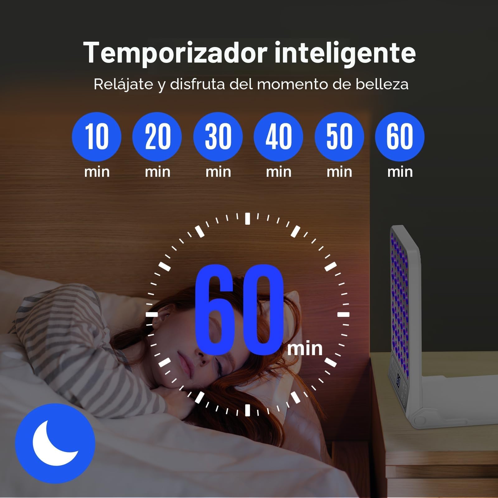 Lámpara Luz Roja Panel, Lampara Infrarroja con 4 Longitudes de Onda(Rojo 660nm/Infrarrojos 850nm/Amarillo 583nm/Azul 423nm),12 Modos y Temporizador (No produce calor) (Plata)