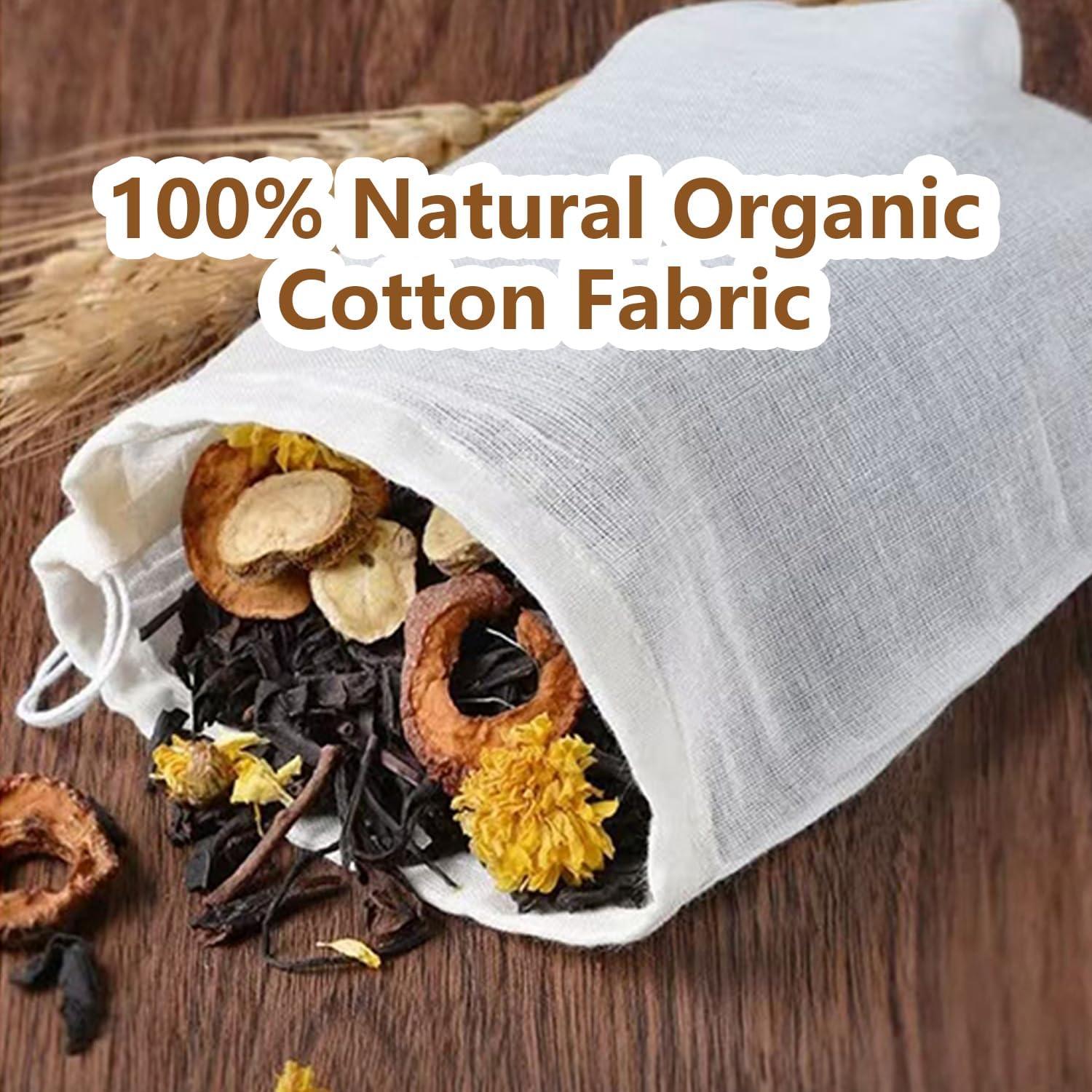 30 Pcs Natural Cotton Spice Bags for Cooking:4x6,6x8Reusable Tea Filters with Drawstring, Ideal for Straining Soups, Herb Sachets & Cold Brew (Food-Grade Cotton). (4x6"15pcs，6x8"15pcs)