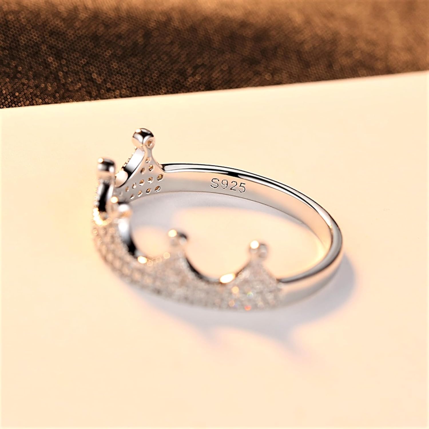 Crown Wedding CZ Simulated Diamond Band, Premium Crown Rings For Women, 925 Sterling Silver Cubic Zirconia Ring Size 5-10