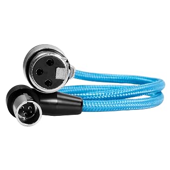 KONDOR BLUE | 17 Inch Right Angle Mini XLR TA3 to XLR Cable | 3-Pin Mini XLR Male to XLR Female, Shielded Balanced Audio Mic Cable for Blackmagic Design Pocket 6K Pro, for Canon C70 | Blue