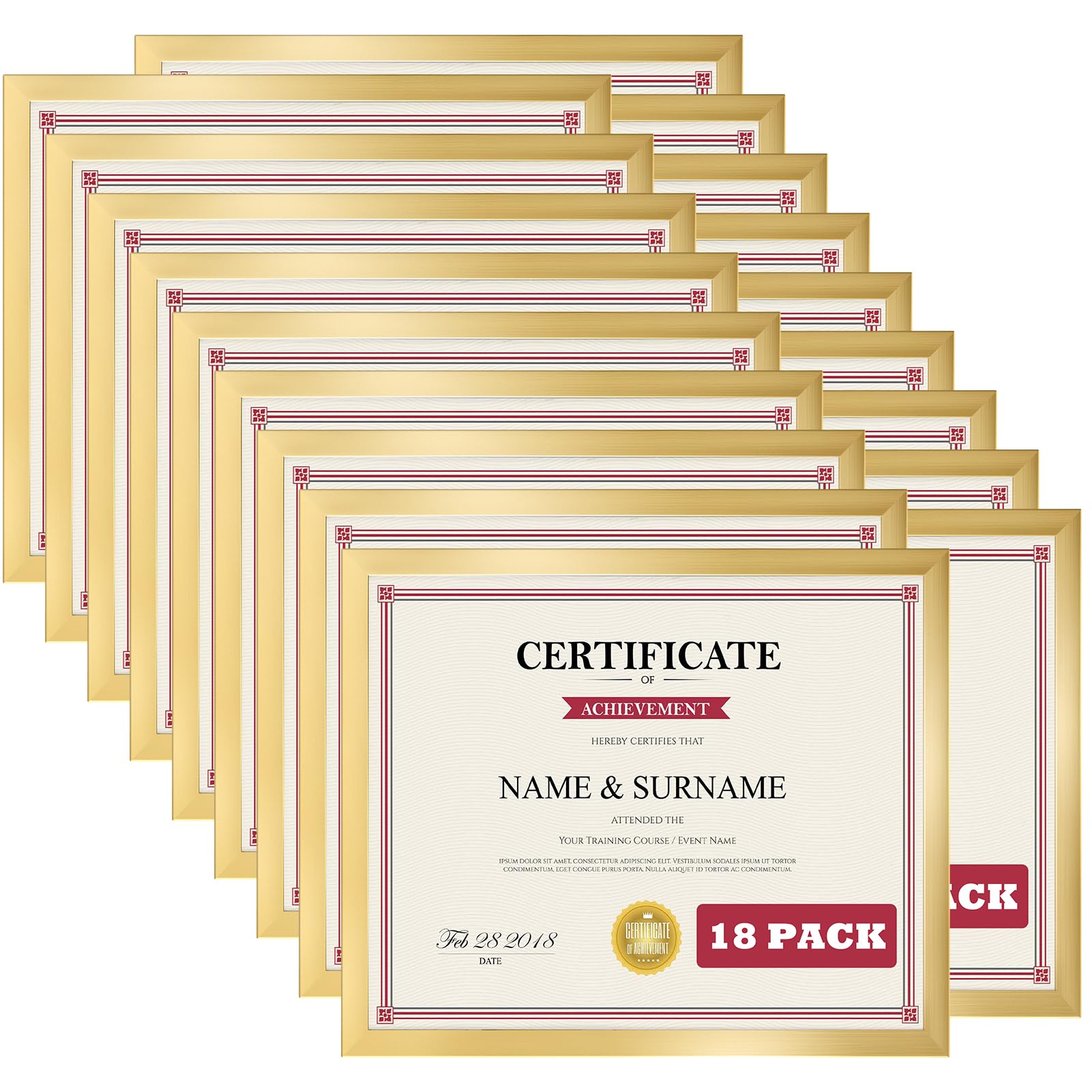 Giftgarden 8.5x11 Picture Frame Set of 18, Multi 8.5 by 11 Certificate Frames Bulk for Award Diploma Document office Wall or Tabletop Display, Gold โ image 1