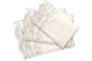Beige Rose Vine Bathroom Towel Ensemble