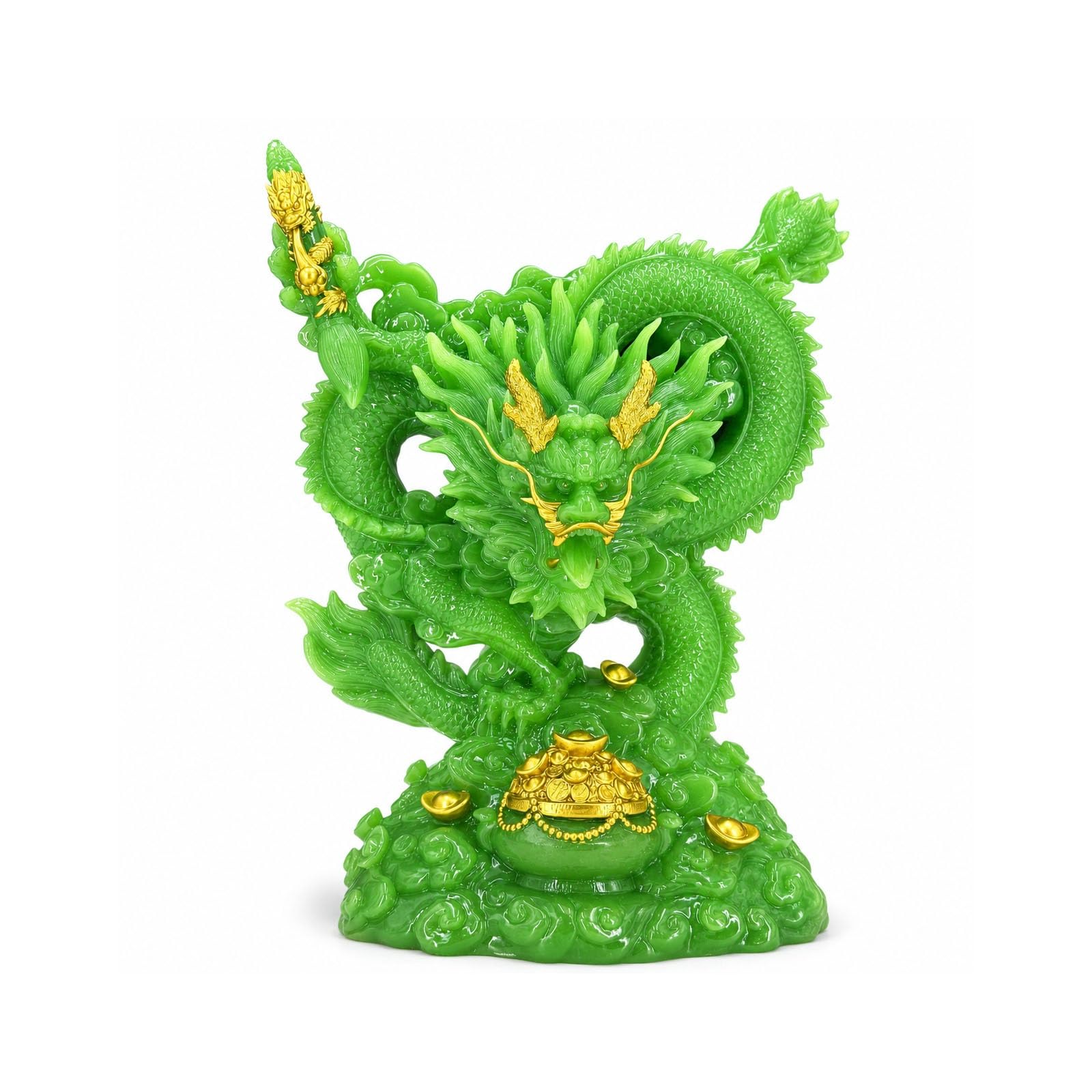 Mmt00go Home Decor Feng Shui Dragon Statue Wealth Bag And Gold Ingots