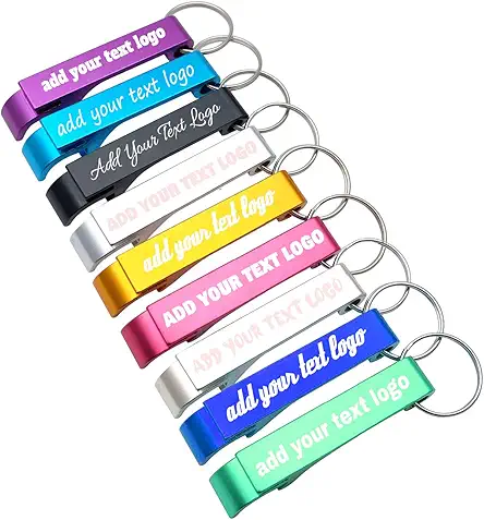 Custom Engraved Aluminum Bottle Opener Keychains - 100pcs Wedding Favors, Bar, Parties, Gifts