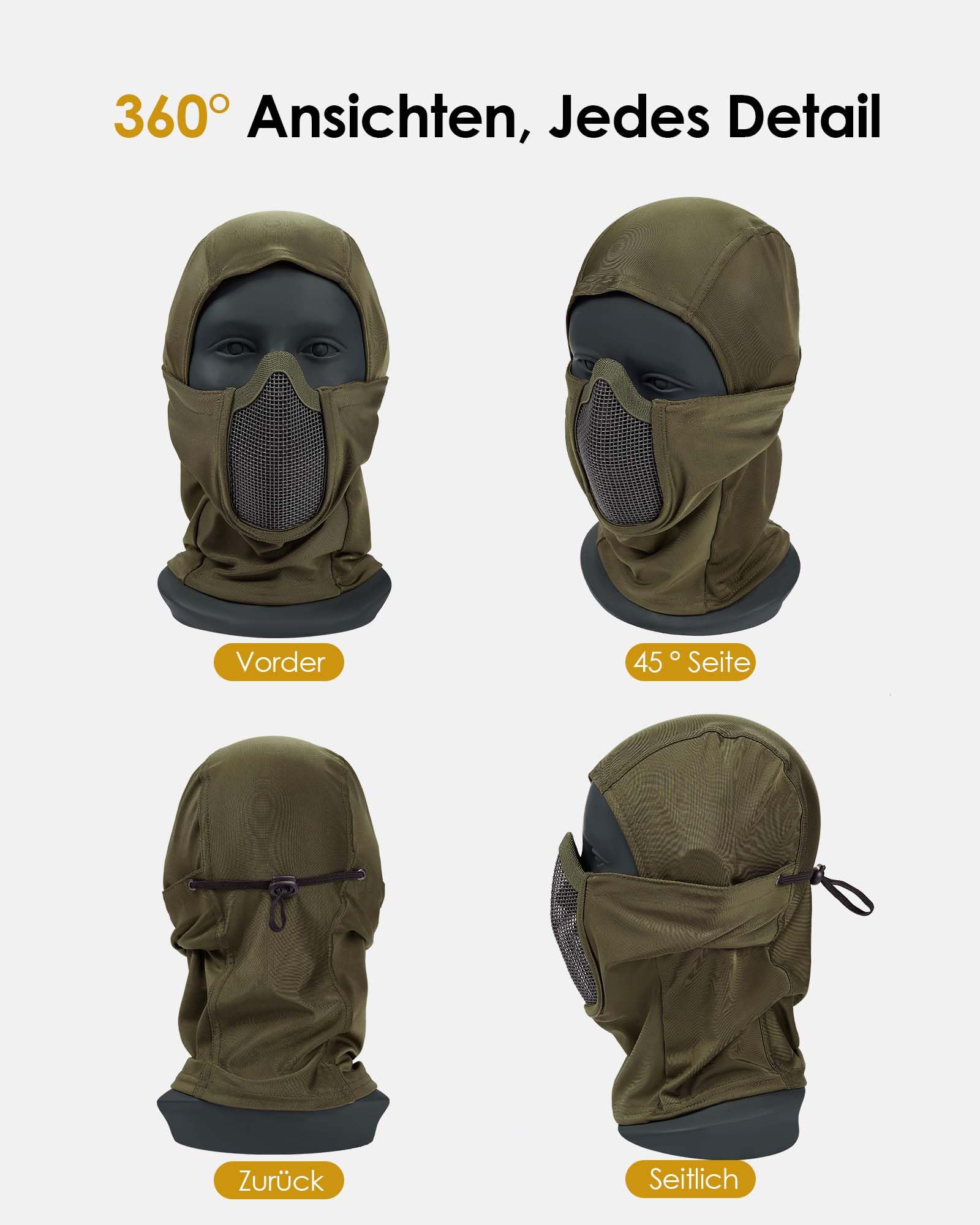 OneTigris Balaclava Mesh Gesichtsschutz Taktische Sturmhaube Ninja Style Vollgesichtsmaske für Airsoft
