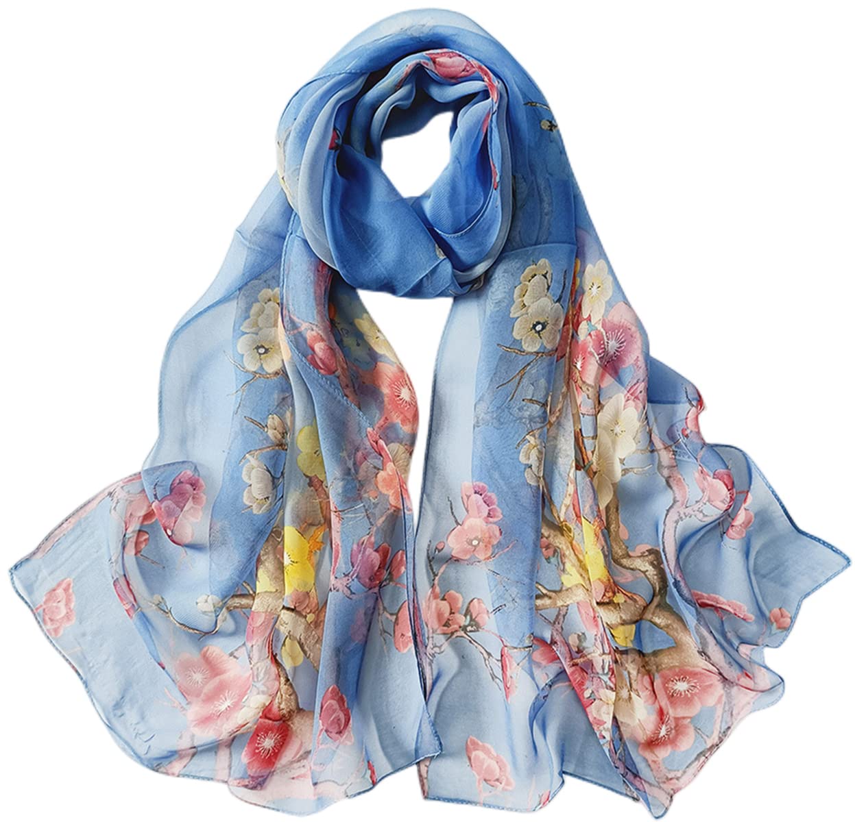 FAIRYGATEFARIYGATE Women's Scarves & Wraps Smooth Soft and Lightweight Georgette Chiffon Neck Scarf Retro Floral Hair Head Bandanas Neckerchief