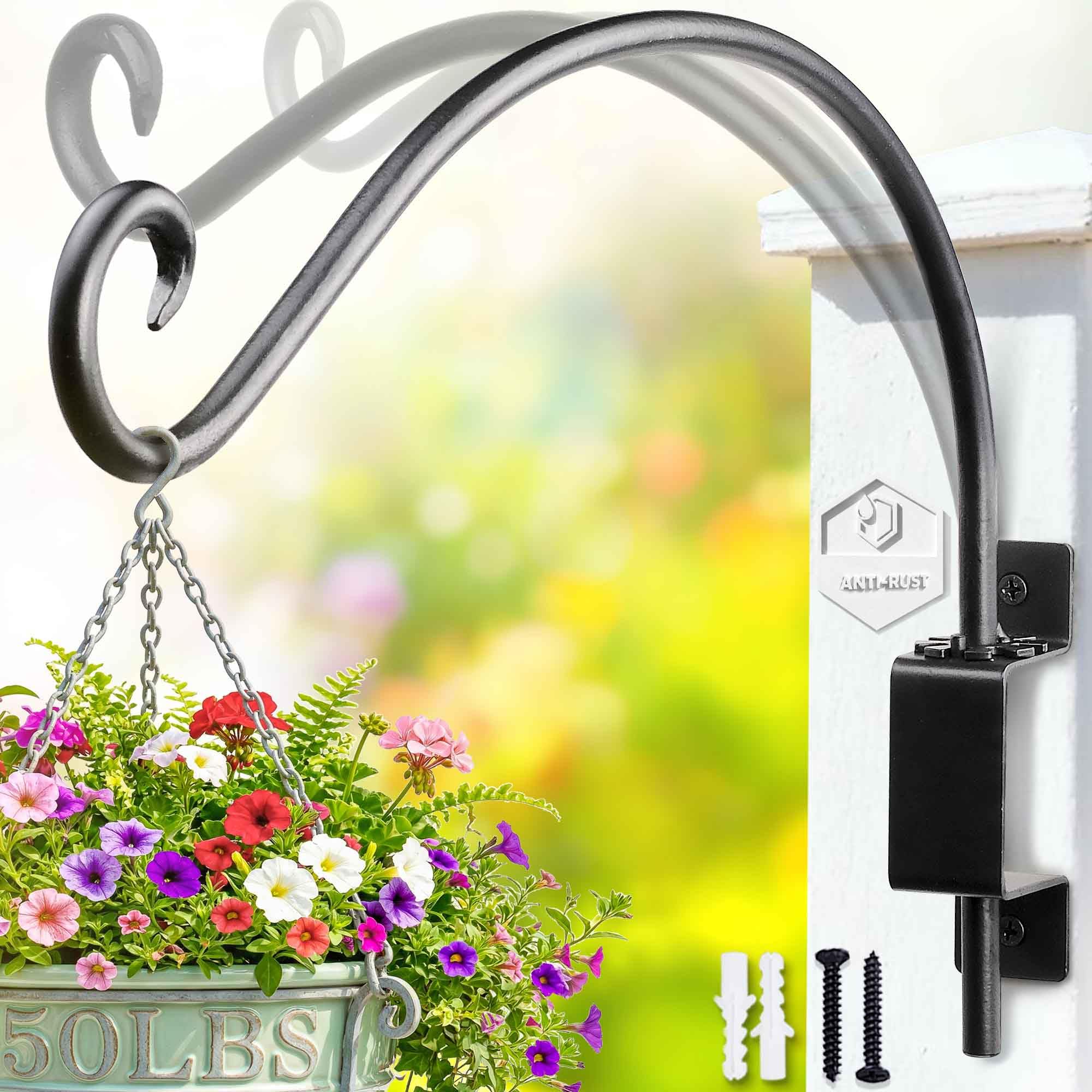 Qiang Ni Black Swivel Hanging Basket Bracket | Hand-Forged Plant Bracket Hanger(Black) More Convenient And Designed With Rotary Fixation For Wall Plant Hook (12-Inch)