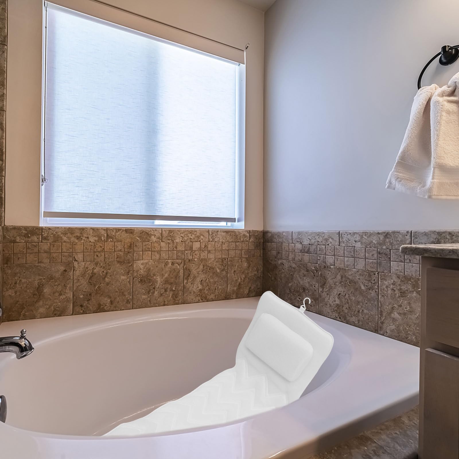 Almohada de baño de spa para bañera, reposacabezas y cuello, antideslizante, cómodo, cojín de baño de poliéster