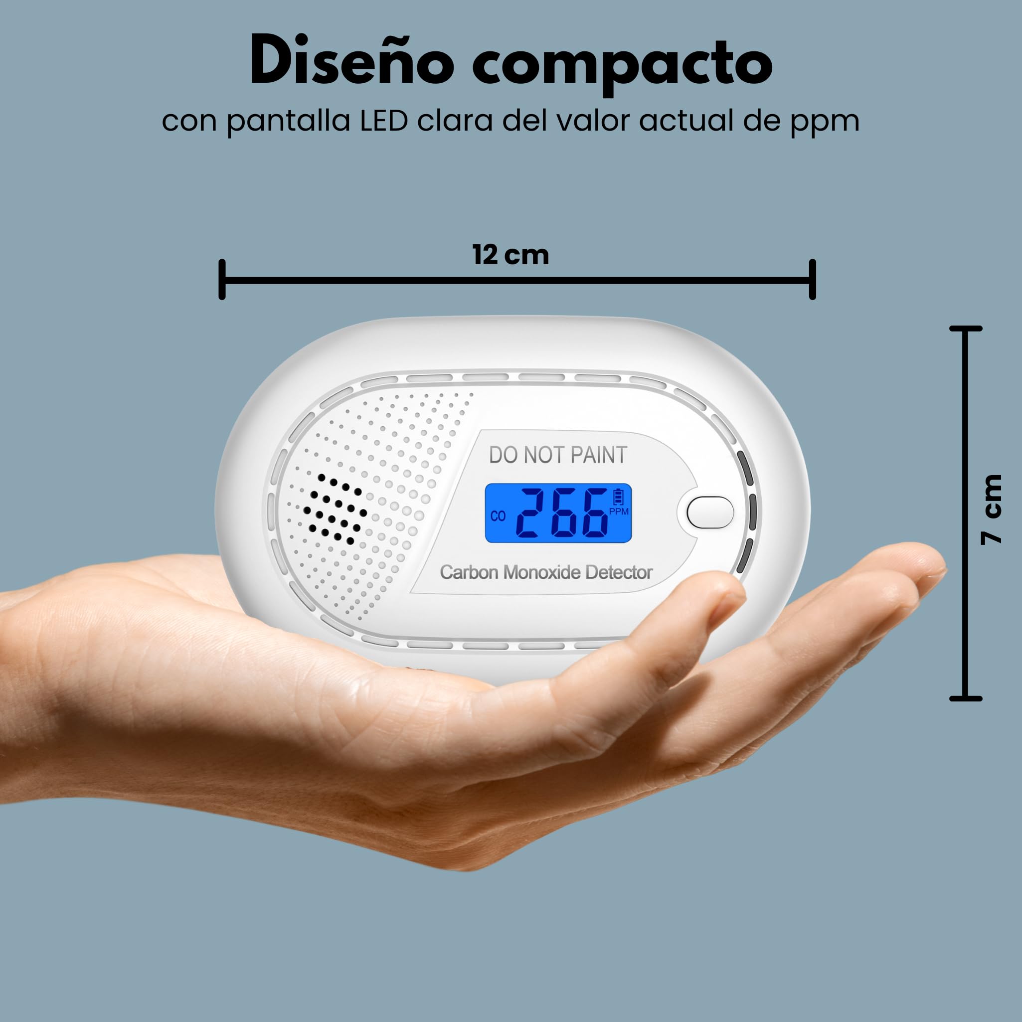 Aroha Safety Pro Detector de Monóxido de Carbono - Batería de 10 Años - Alarma CO - Portátil, Travel Carbon Monoxide Detector