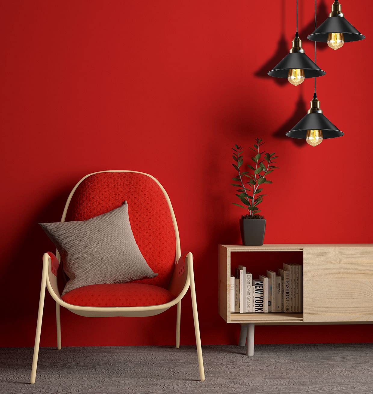 Nowoczesna lampa wisząca LEDSone z 3 światłami, czarna, z 22cm stożkowym kloszem, 95cm regulowana wysokość, podstawa E27, żyrandol sufitowy do kuchni, jadalni, sypialni, restauracji