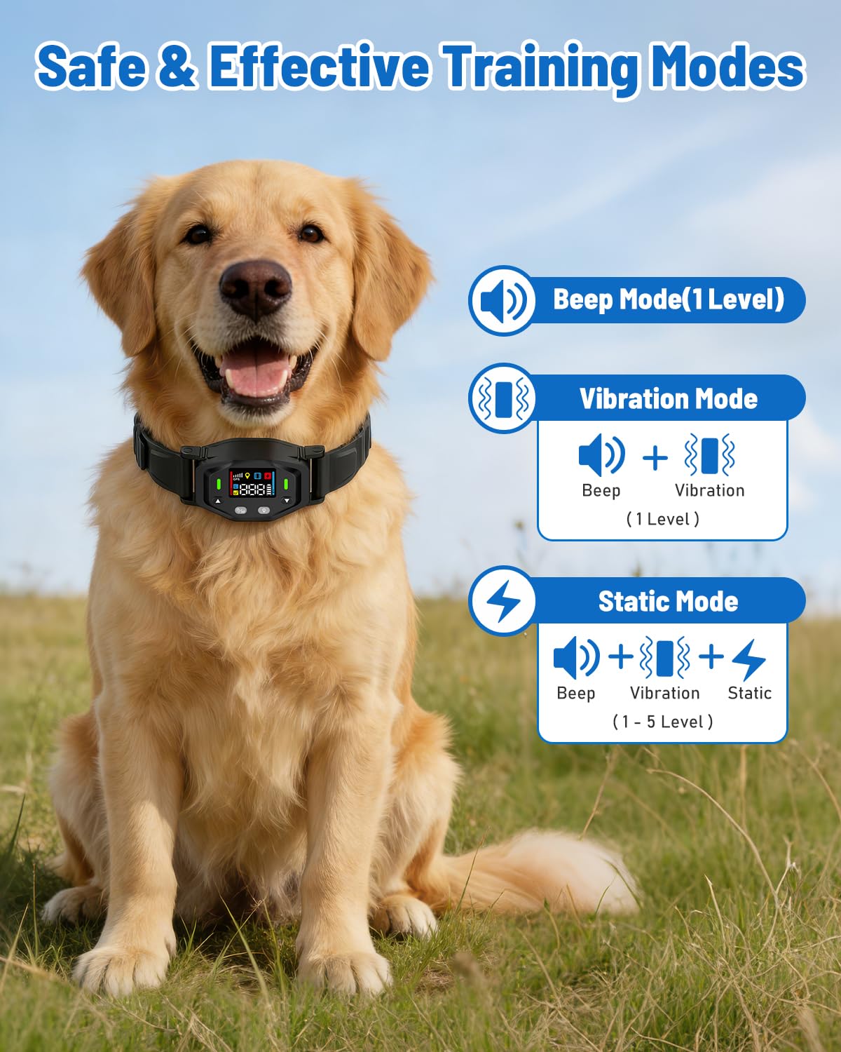 Valla inalámbrica GPS para perros con rango de 25-999 yardas, para perros de más de 18 libras | Sistema eléctrico de contención perimetral con cuello impermeable IPX7, corrección de golpes de vibración de pitido