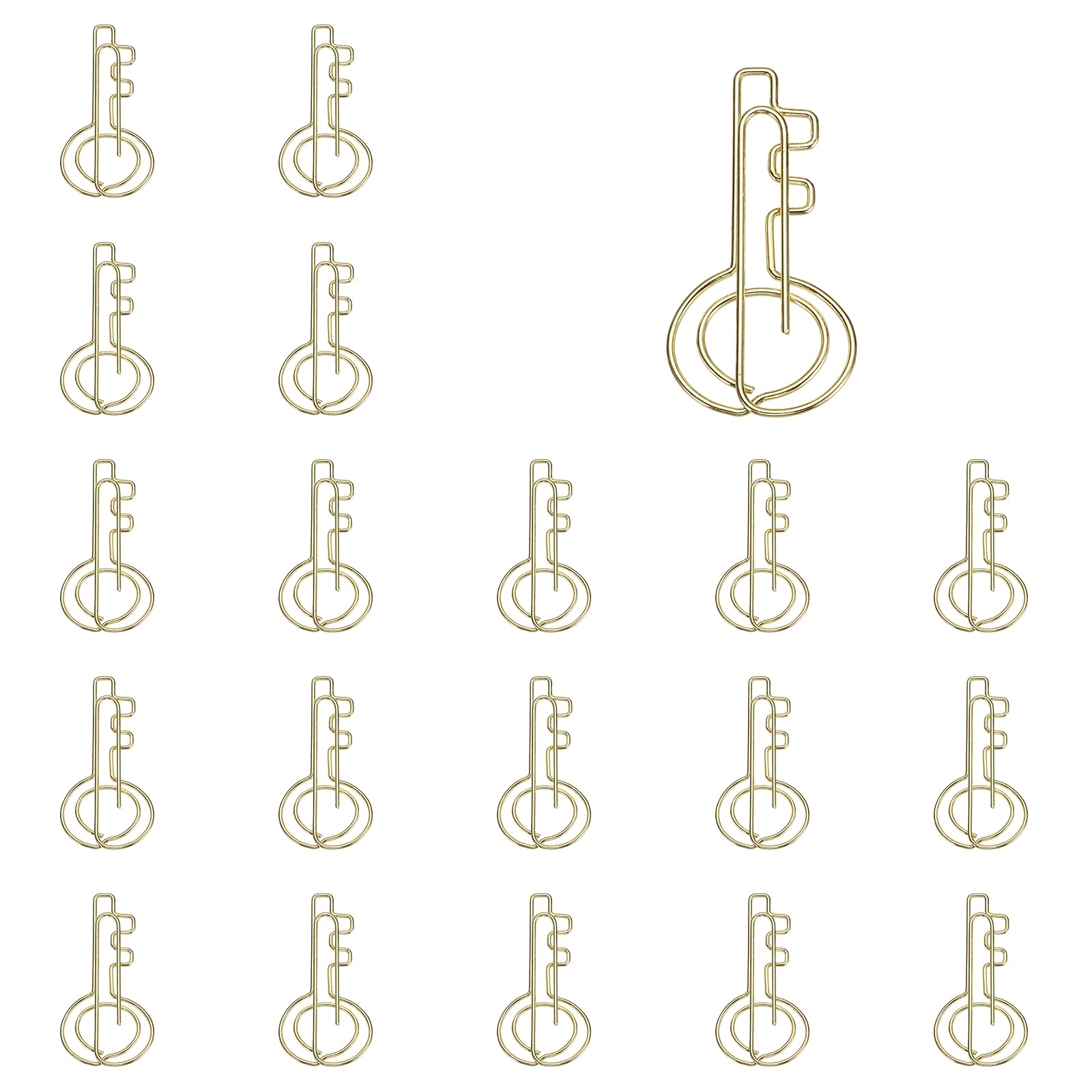 PATIKIL 20 Pcs Key Shape Paper Clip, 4x2 cm Small Key Paper Clip Cute Metal Planner Bookmarks Decorative Clamps Holders for Document Office Home, Gold