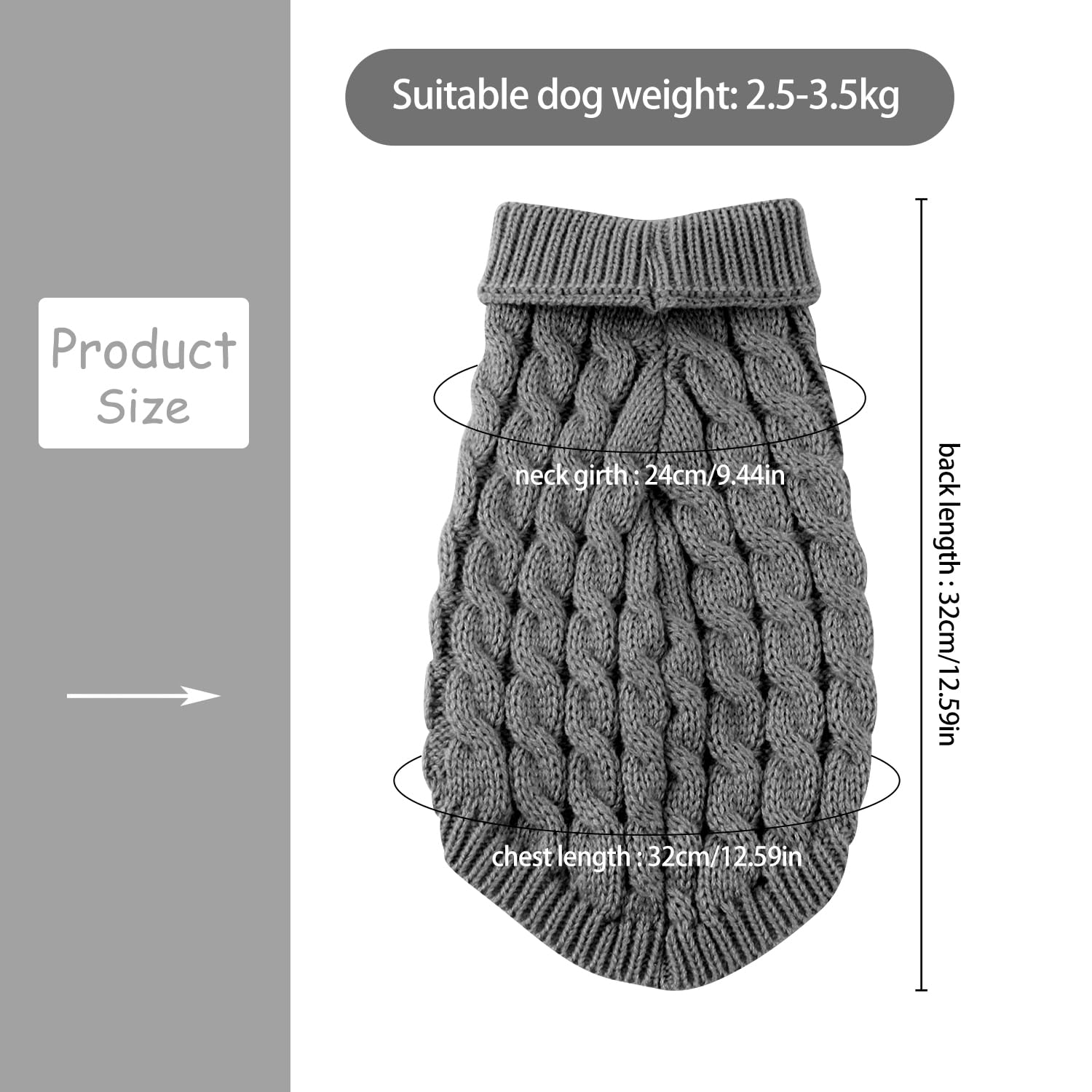 Rumyve Knitted Jumper and Warm Dog Sweater,Classic Turtleneck Knitted Dog Sweater,Dog Winter Clothing for Small and Medium Sized Dog Pet Clothing(S) - Image 2