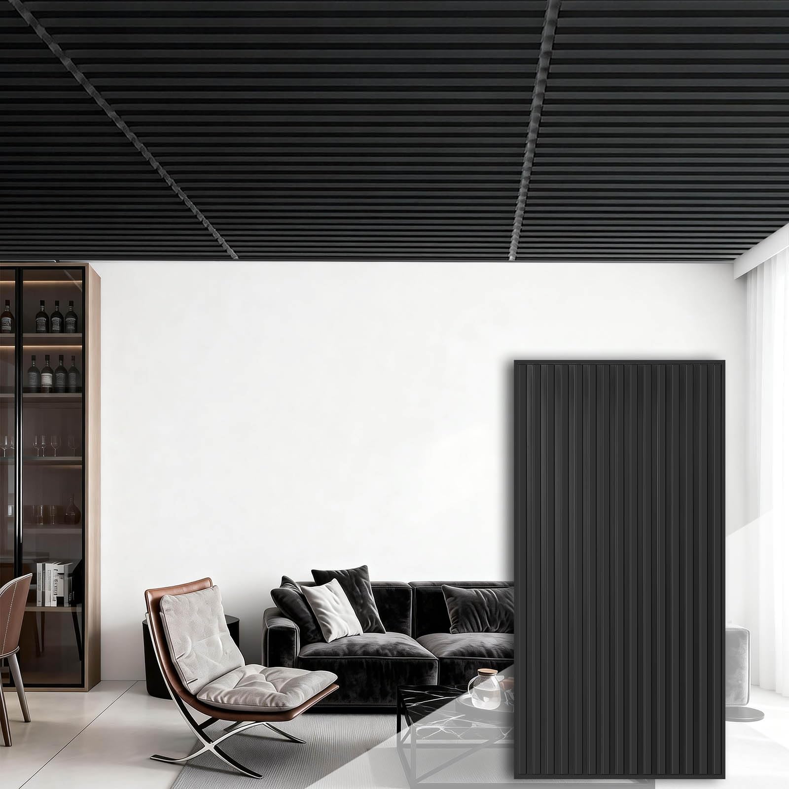 Photo 1 of 12 PCS Ceiling Panel 2x4 Feet, PVC Decorative Covering Panel, 3D Striped