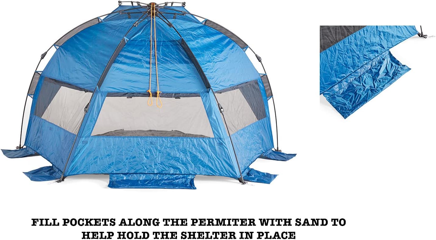 OMNICORE DESIGNS InstaShade XL 4 Person Pop Up Easy Set UP Beach Tent - Blue
