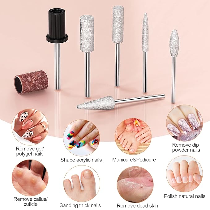 Kit Taladro Eléctrico para Uñas 20000RPM Portátil Efile Manicura Pedicura miniatura 6
