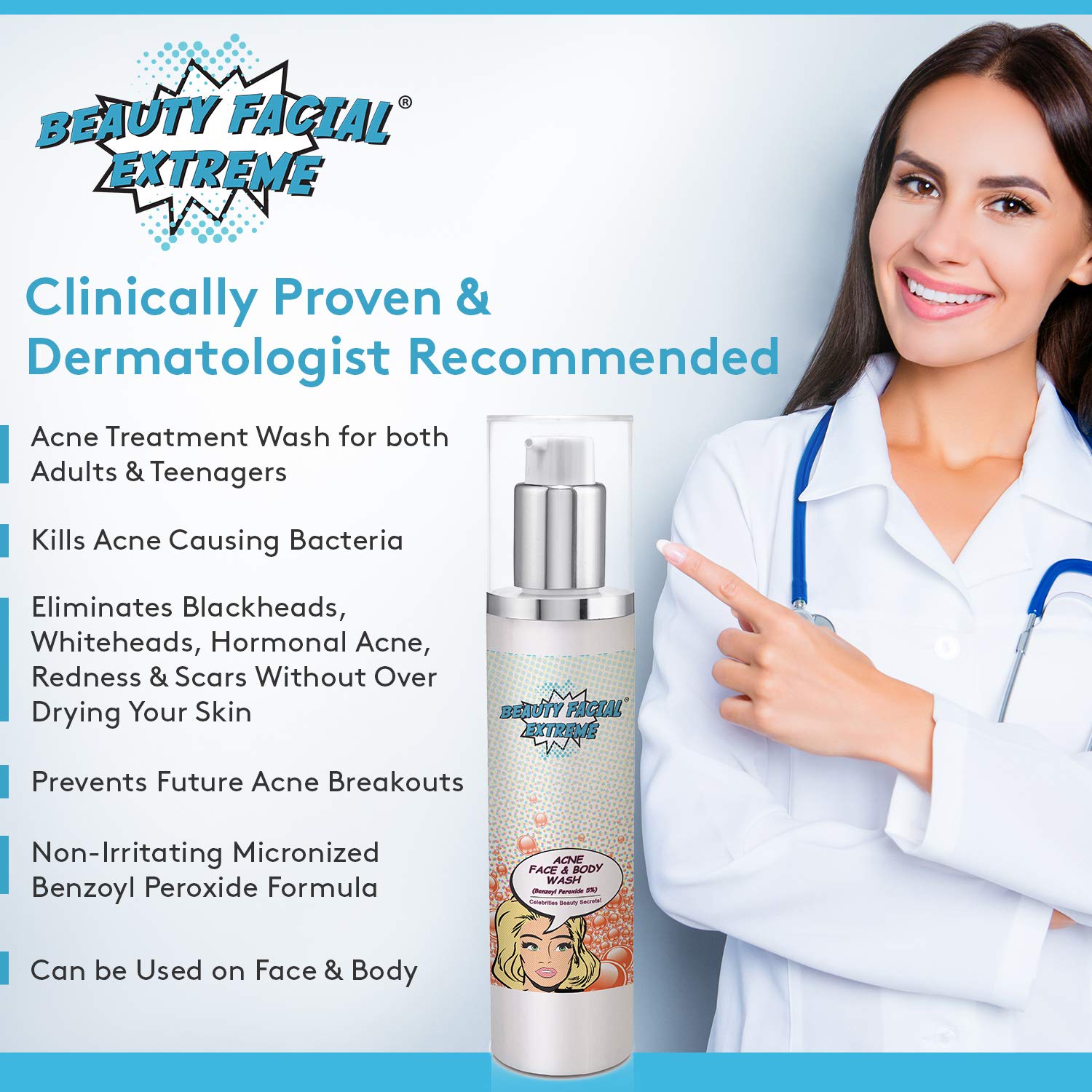 Benzoyl Peroxide 10 Severe Acne Cleanser Clinically Proven Wash to