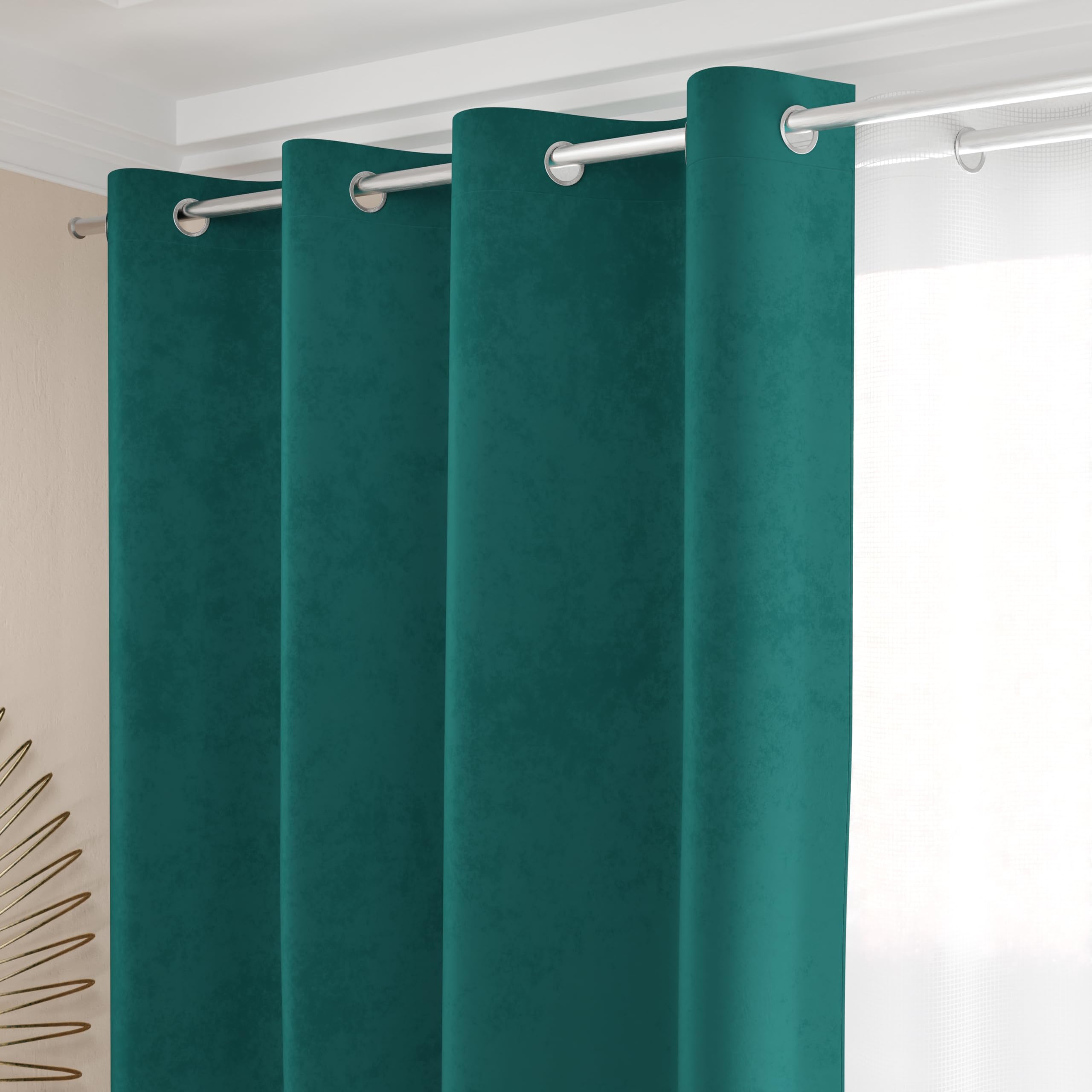 PETTI Artigiani Italiani - Aksamitne zasłony do wnętrz, 2 sztuki, 140 x 280 cm, zasłona welurowa do sypialni, salonu, izolowana, nowoczesna, mosiądz, 100% Wyprodukowano we Włoszech