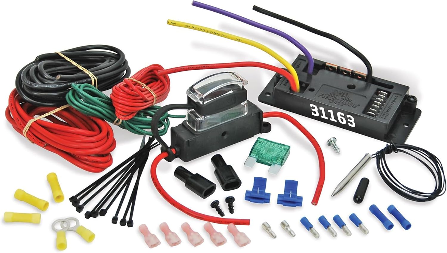 Flex-A-Lite Variable Speed Controller and Relay Kit with Thread-In Temperature Sensor, Fan Controller With Temperature Probe (31163), Black