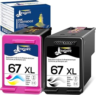 InkSpirit Remanufactured 67 Ink Cartridge Black Color Combo Pack, Replacement for HP 67XL for DeskJet 2700 2725 2752 2755 2732 Plus 4100 4152 4155 4140 Envy 6000 6055 6052 Pro 6400 Printer, 2 Pack