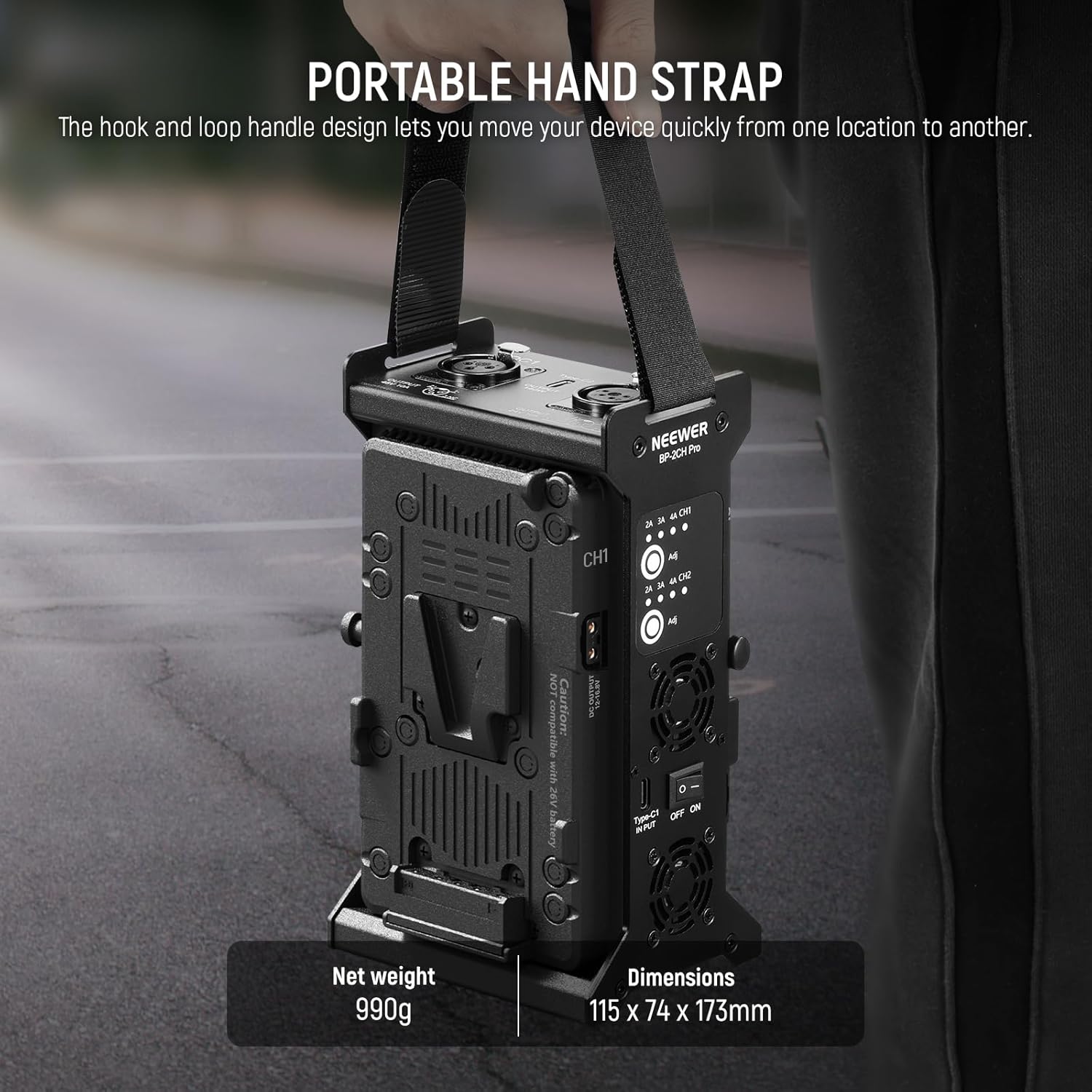 NEEWER V Mount Battery Charger Dual Channel with 100W PD USB C Fast Charging, DC 48V/DC24V/100W PD/D TAP Outputs, Multifunctional Metal Charger Compatible with SmallRig NEEWER PS099E VB99, BP-2CH Pro