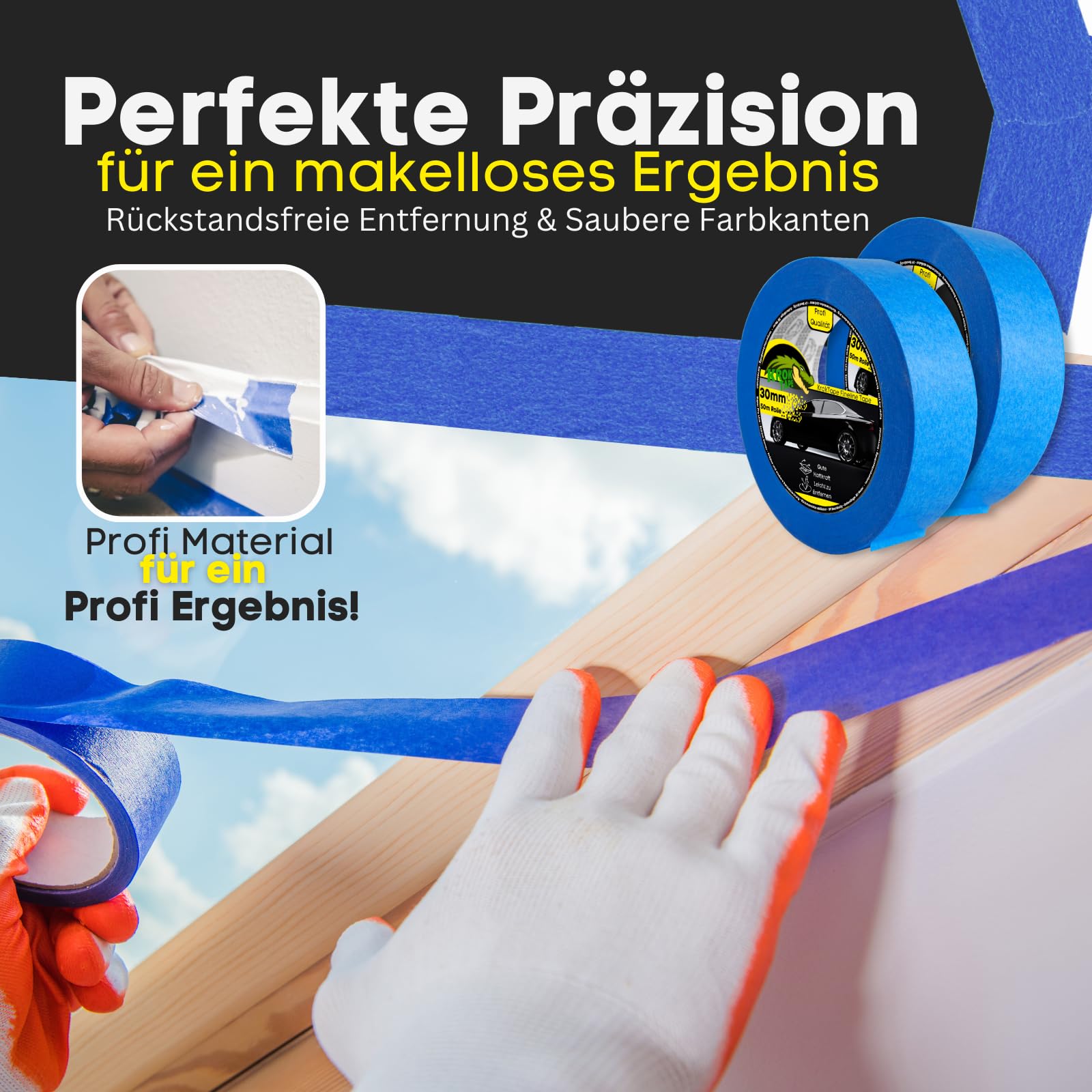 KrokTape - 20 nastri adesivi dorati, 30 mm x 50 m, nastro adesivo per pittura (20)