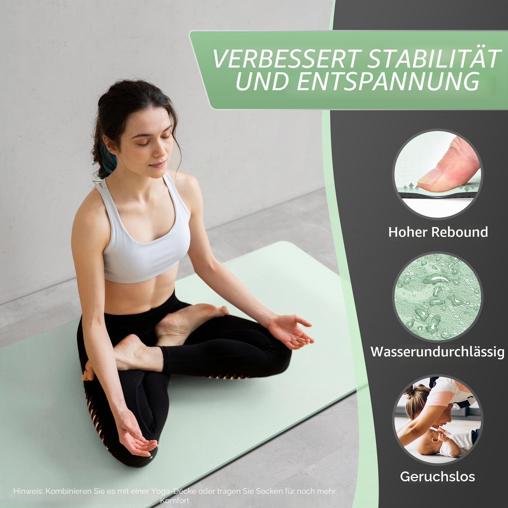 CAMBIVO Yogamatte 183 x 61 cm, 8mm dick, rutschfest & gelenkschonend TPE Fitnessmatte mit Tragegurt, gepolsterte Sportmatte für Yoga, Pilates, Gymnastik & Home Workout