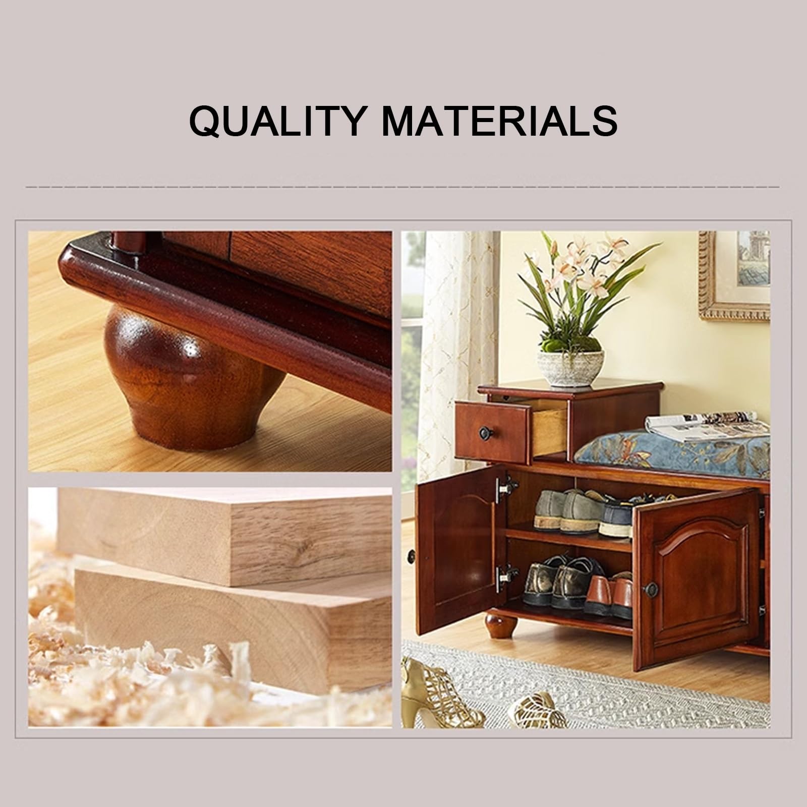 Banco Zapatero con Asiento con Cajón Hecho de Madera Maciza Almacenamiento Oculto para Entrada, Pasillo, Baño(80 * 35 * 60cm)