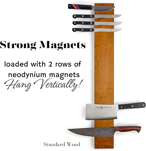 Miniatura 2 de 360KnifeBlock BAR - (nogal y blanco) Barra de cuchillo de montaje en pared de 4 x 16 pulgadas, nivel integrado, clips de acero, tornillos de 2