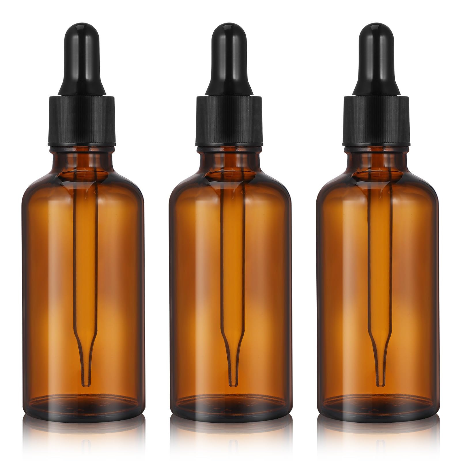 Lurrose 12 flaconi contagocce in vetro ambrato da 50 ml, vuoti, ricaricabili, per aromaterapia, cosmetici, vasetti con tappi neri, ideali per profumi, cosmetici e laboratori (marrone)