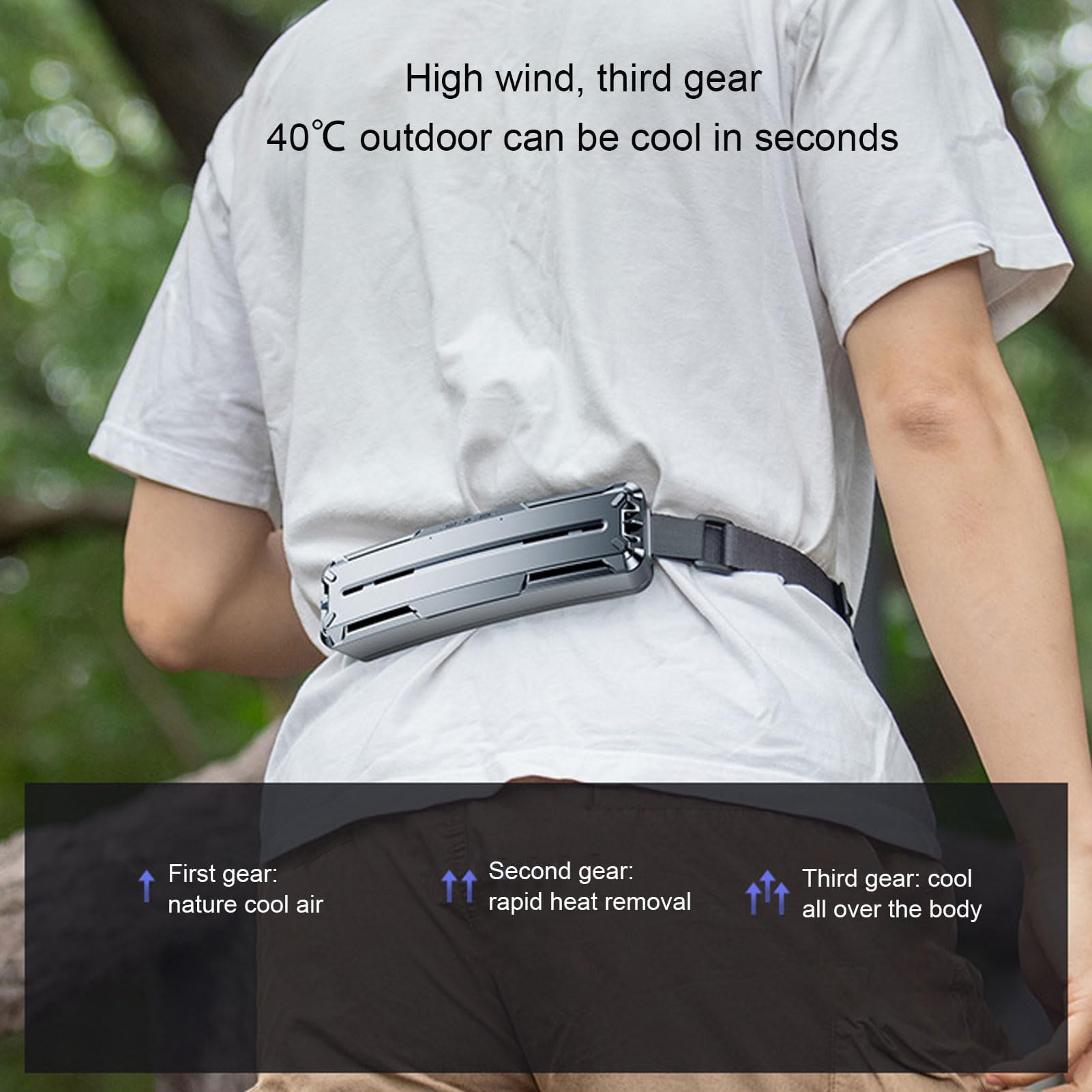Ejoyous Wentylator, Wentylator na Pas Przenośny Wentylator na T-shirt Wentylator z Klipsem o 3 Prędkościach Wentylator na Pas Dużego Kąta, Skuteczny na Sporty na Wolnym Powietrzu