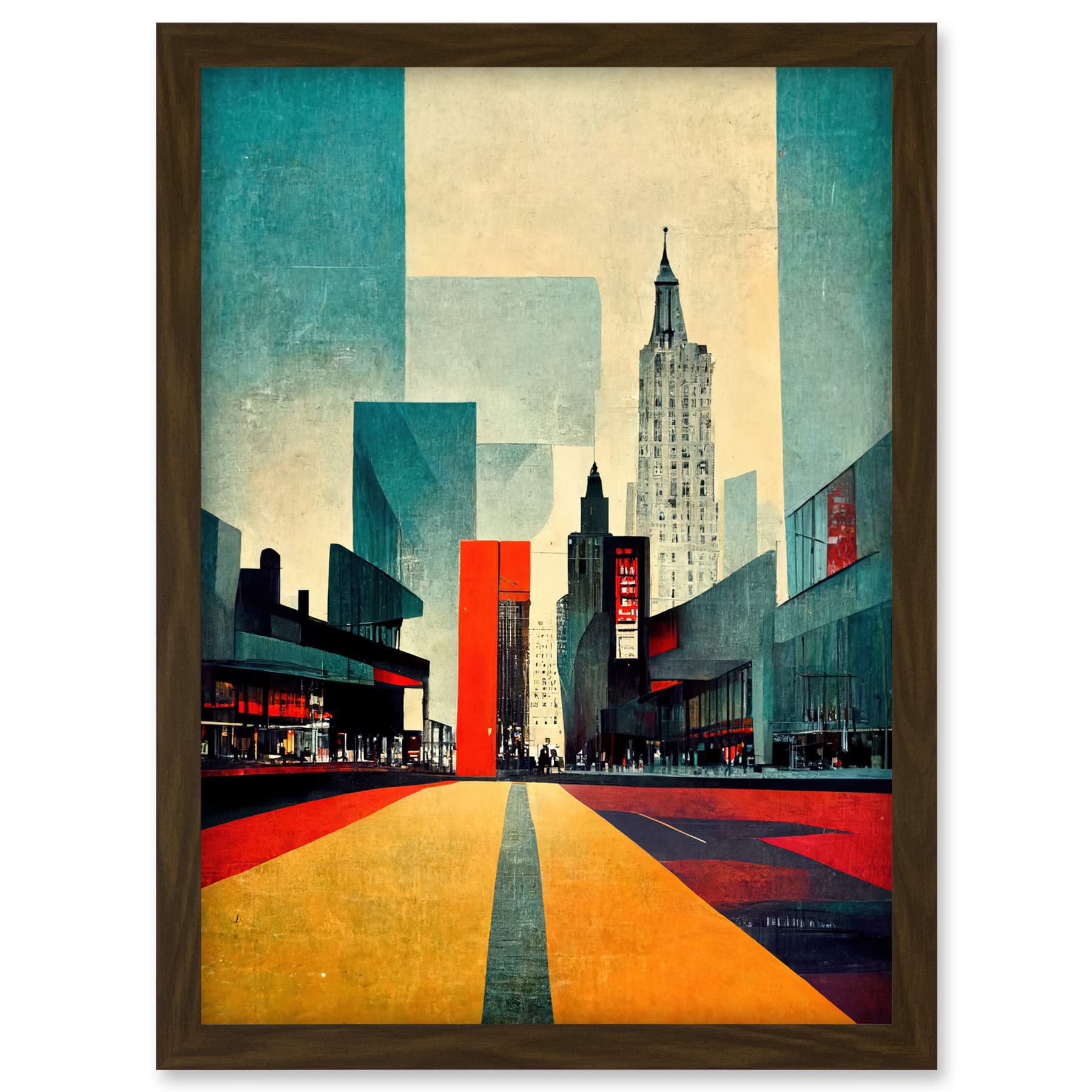 Doppelganger33 LTD Broadway New York City Street Modern Cityscape Artwork Framed A3 Wall Art Print