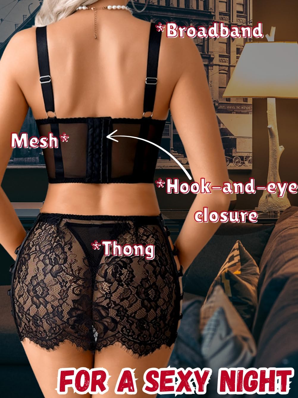 Bustier Lingerie Skirt Set,Floral Lace Bra And Panty Set,3 Piece Sexy Date Night Outfits For Women - Image 3