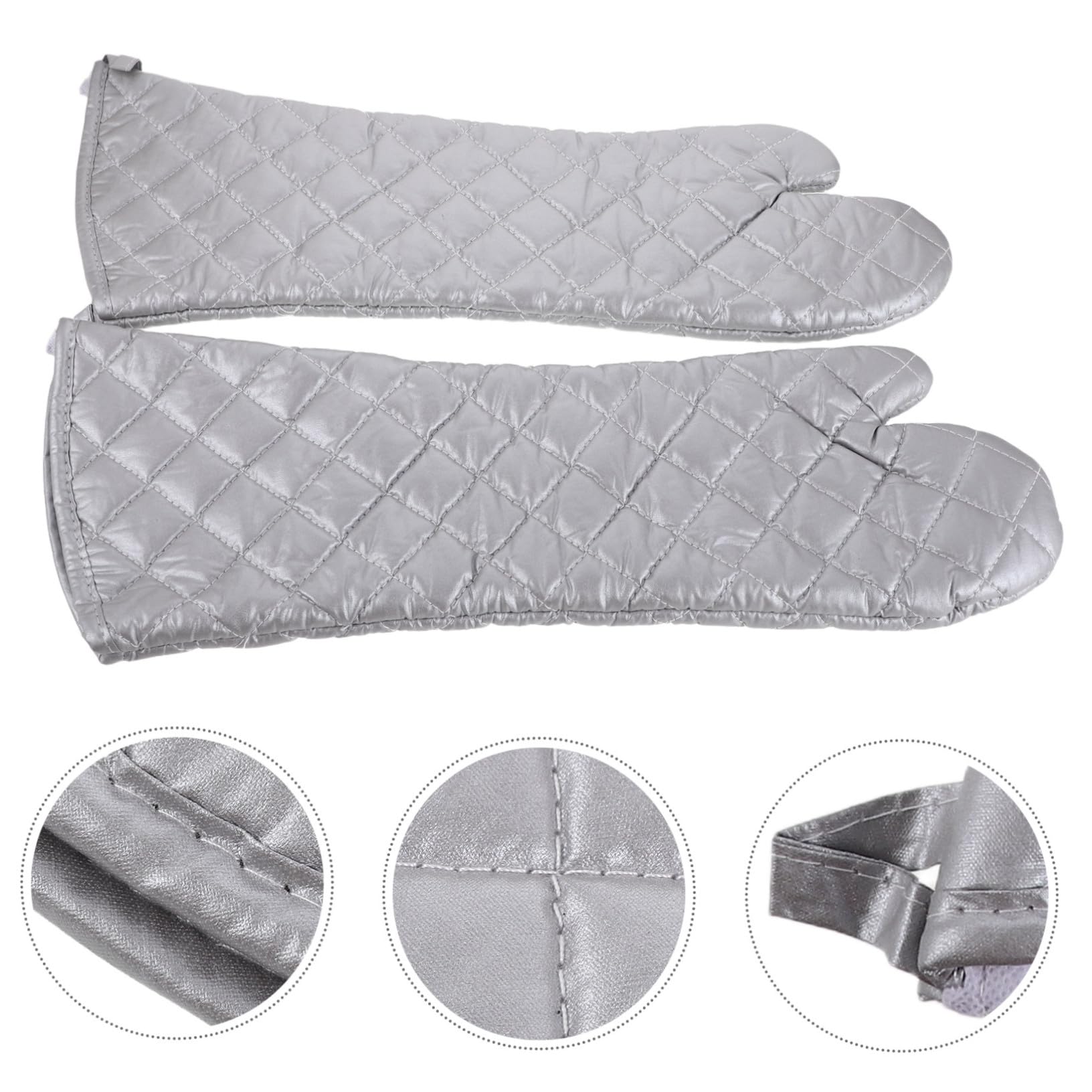 Guantes Resistentes al Calor para Cocina y Barbacoa Manoplas Largas con Aislamiento Térmico Avanzado Diseño Flexible y Antideslizante de Unidades Plateadas para Hornear y Asar