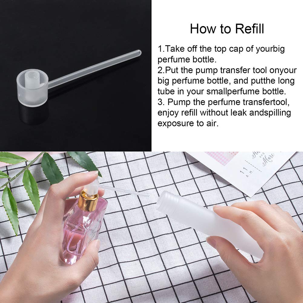 BENECREAT 12 Packung 20 ml weiße Mini Reise Sprühflaschen mit 4 teiligem Trichter, 4 teiliger 1ml Pipette und 2-teiliger Plastikpumpe für Parfüm mit Reiselotion