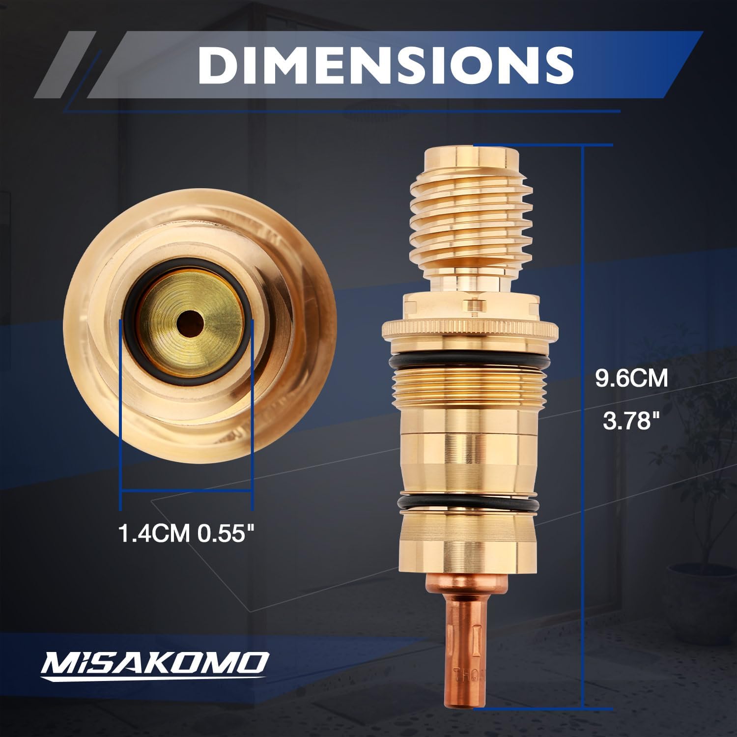 47050000 1/2-Inch Thermo-Element (Starlight Chrome) Compatible with GROHE 1/2" Thermo-Element Cartridge Valve