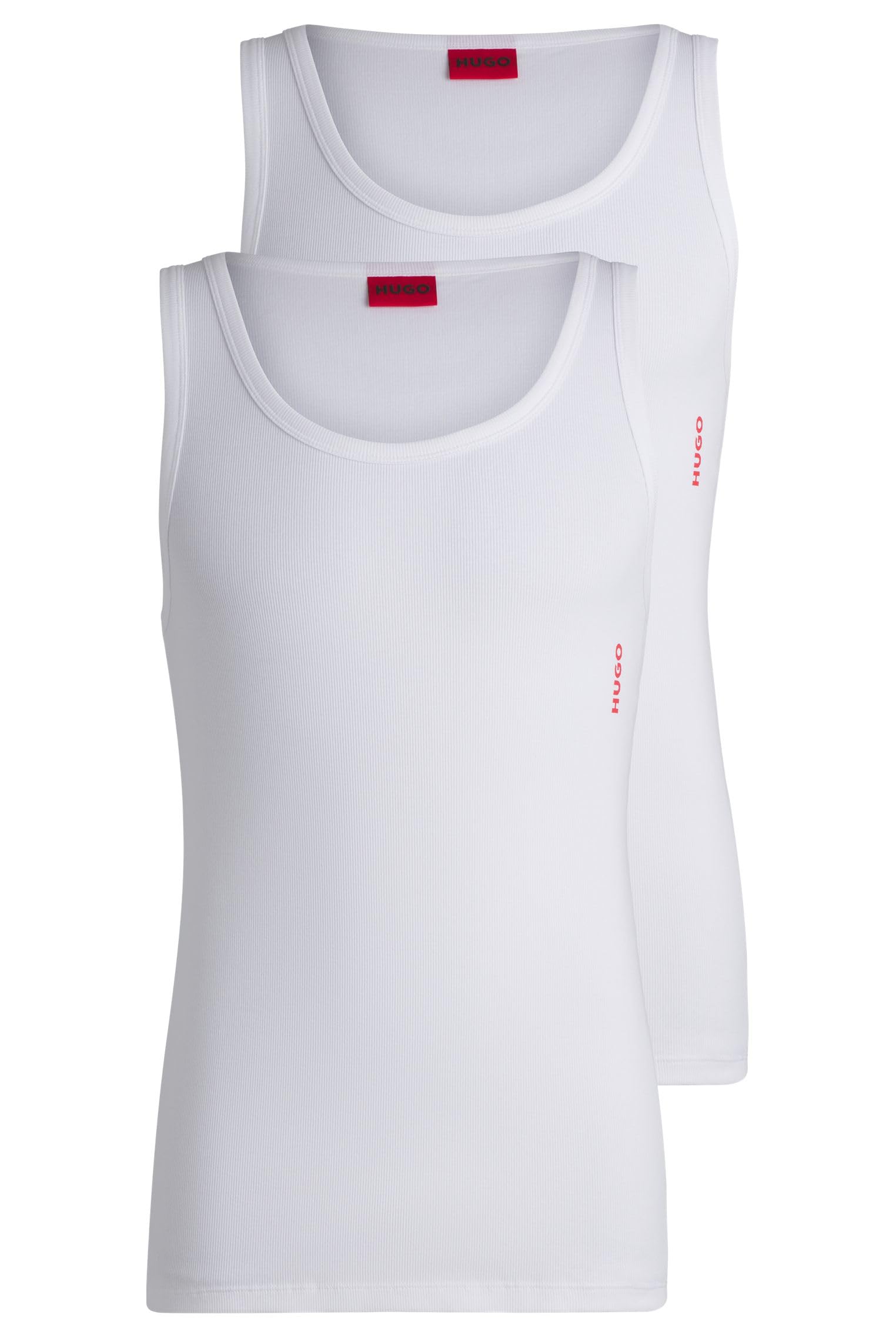 HUGO Męski tank top dwupak dwupak rozciągliwej bawełny bielizna kamizelki z logo, Nowy - biały 100, XL