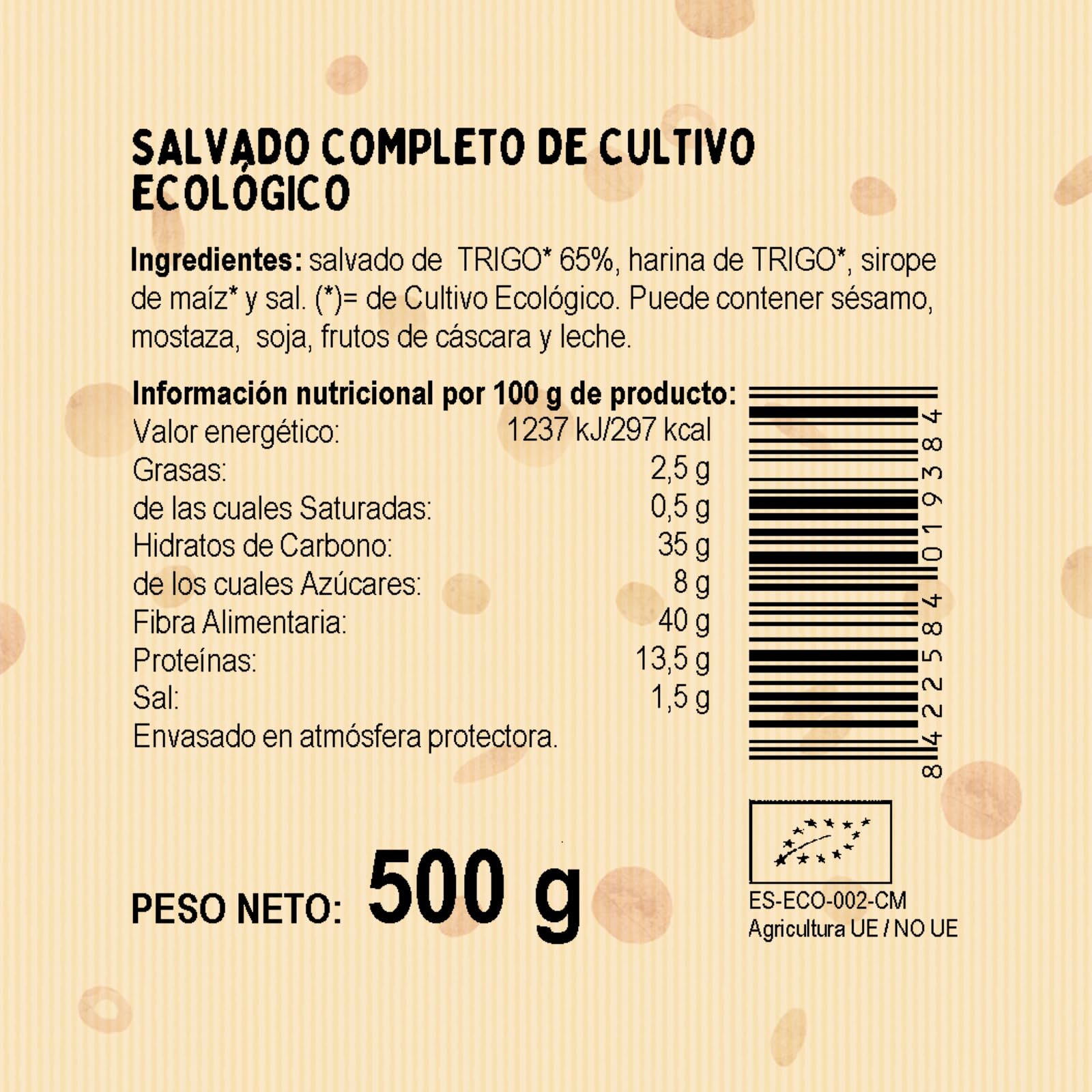 El Granero Integral - Salvado Completo - 500 g - Alto Contenido en Fibras y Proteínas - Regula el Tránsito Intestinal - Efecto Saciante - Ideal para Bebidas y Yogures - Apto para Veganos