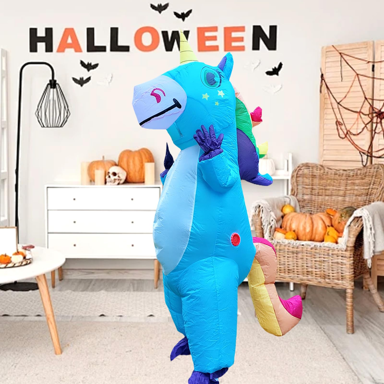 Aufblasbares Kostüm Ganzkörper Einhorn Luft Blow-up Deluxe Halloween Kostüm für Erwachsene Größe