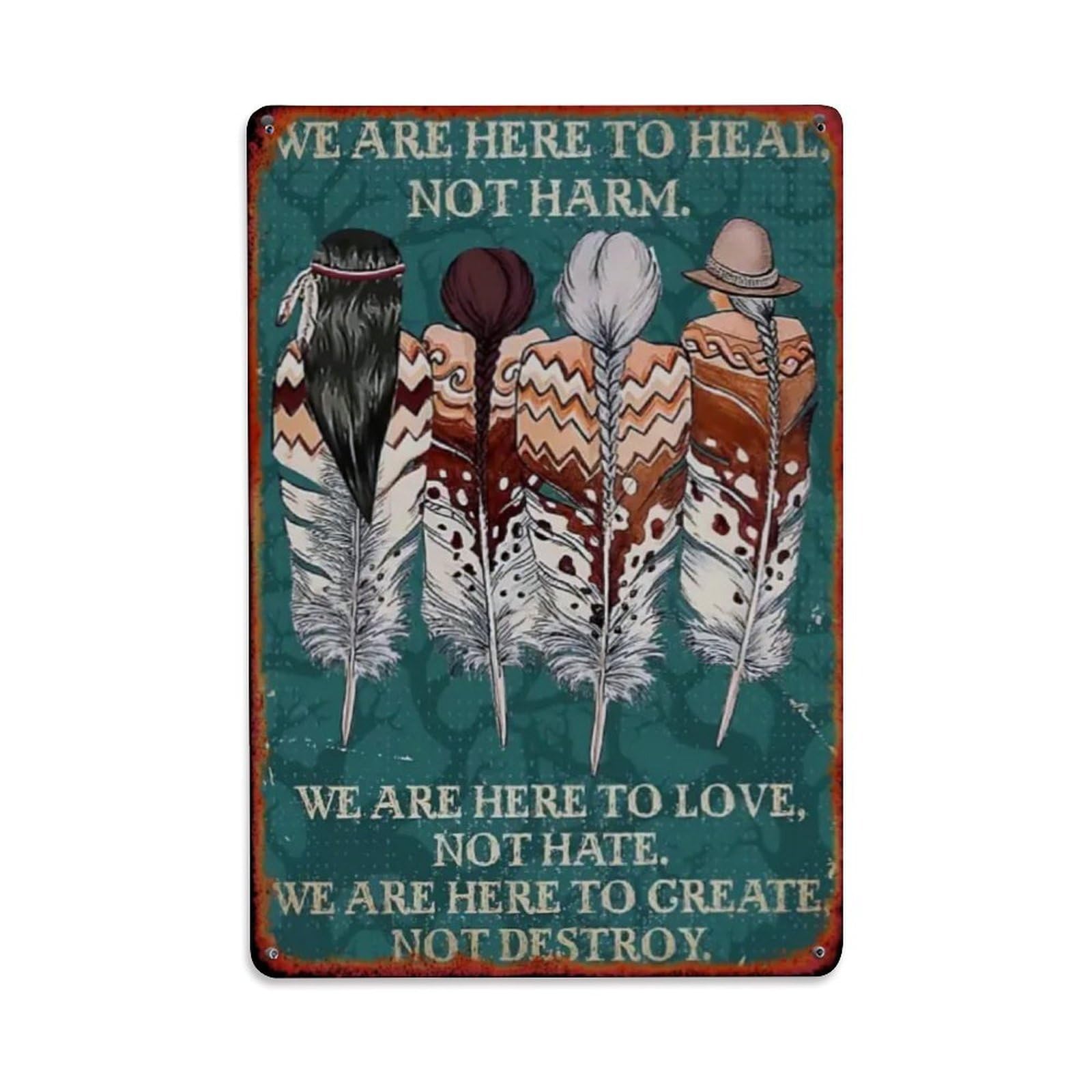 Igtefte Vintage Native American Tin Sign Style Home Bar Garden Wall Plaque Decor Metal Poster 8X12 Inch