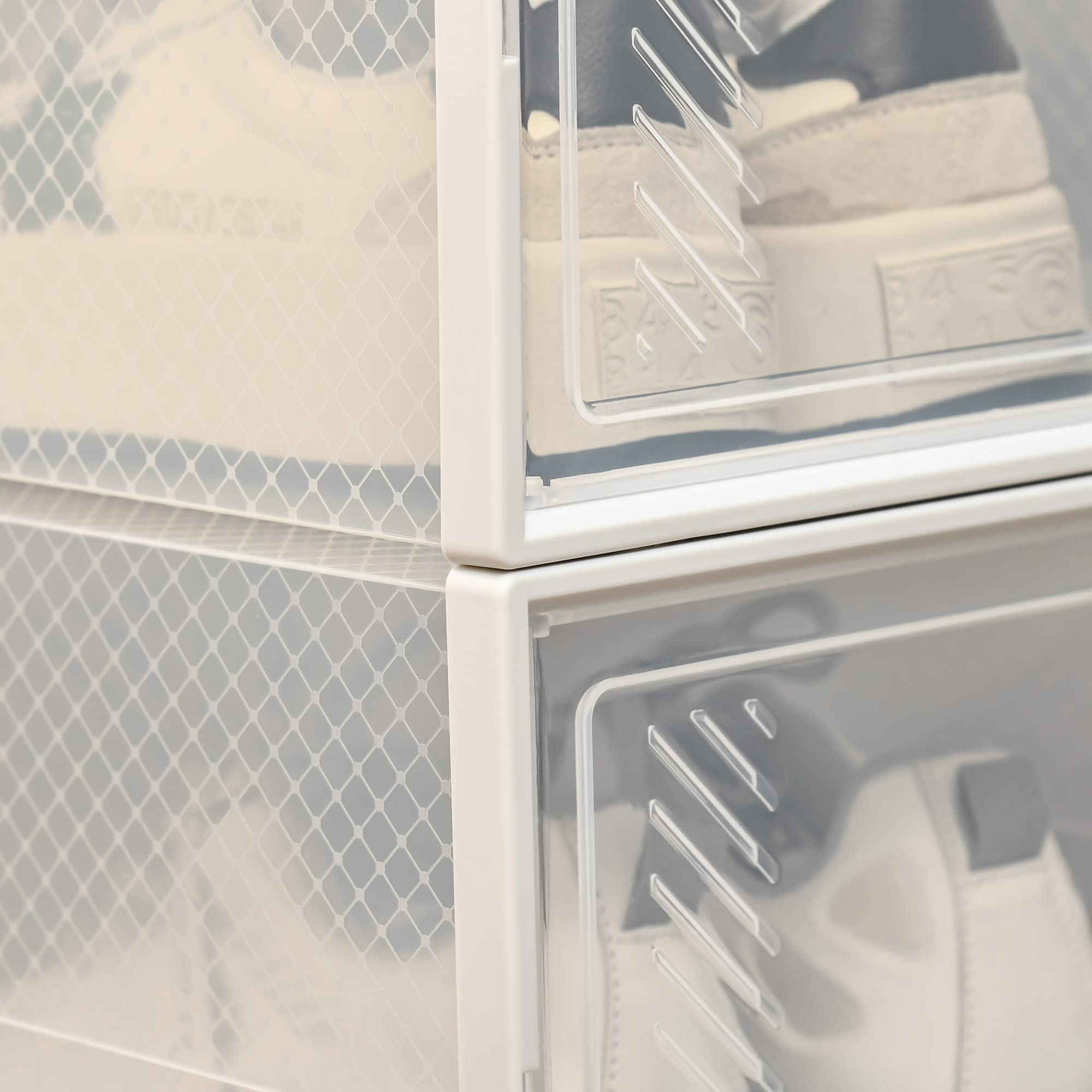 HOMCOM Lot de 18 Boites Cubes Rangement à Chaussures, 25 x 35 x 19 cm | Modulable, avec Portes Transparentes